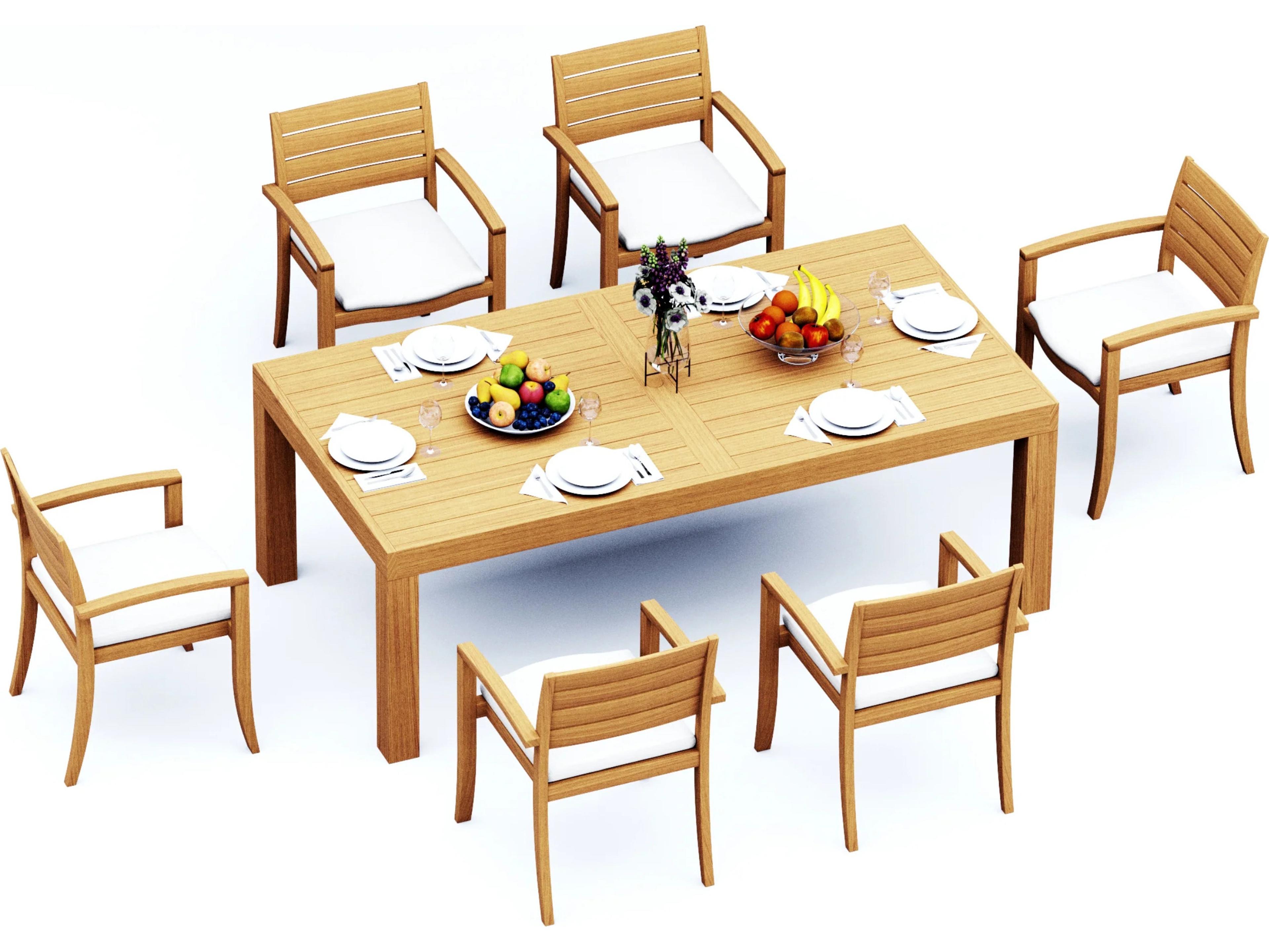 Teak Smith 7 Pieces Canberra 86" Rectangular Dining Set