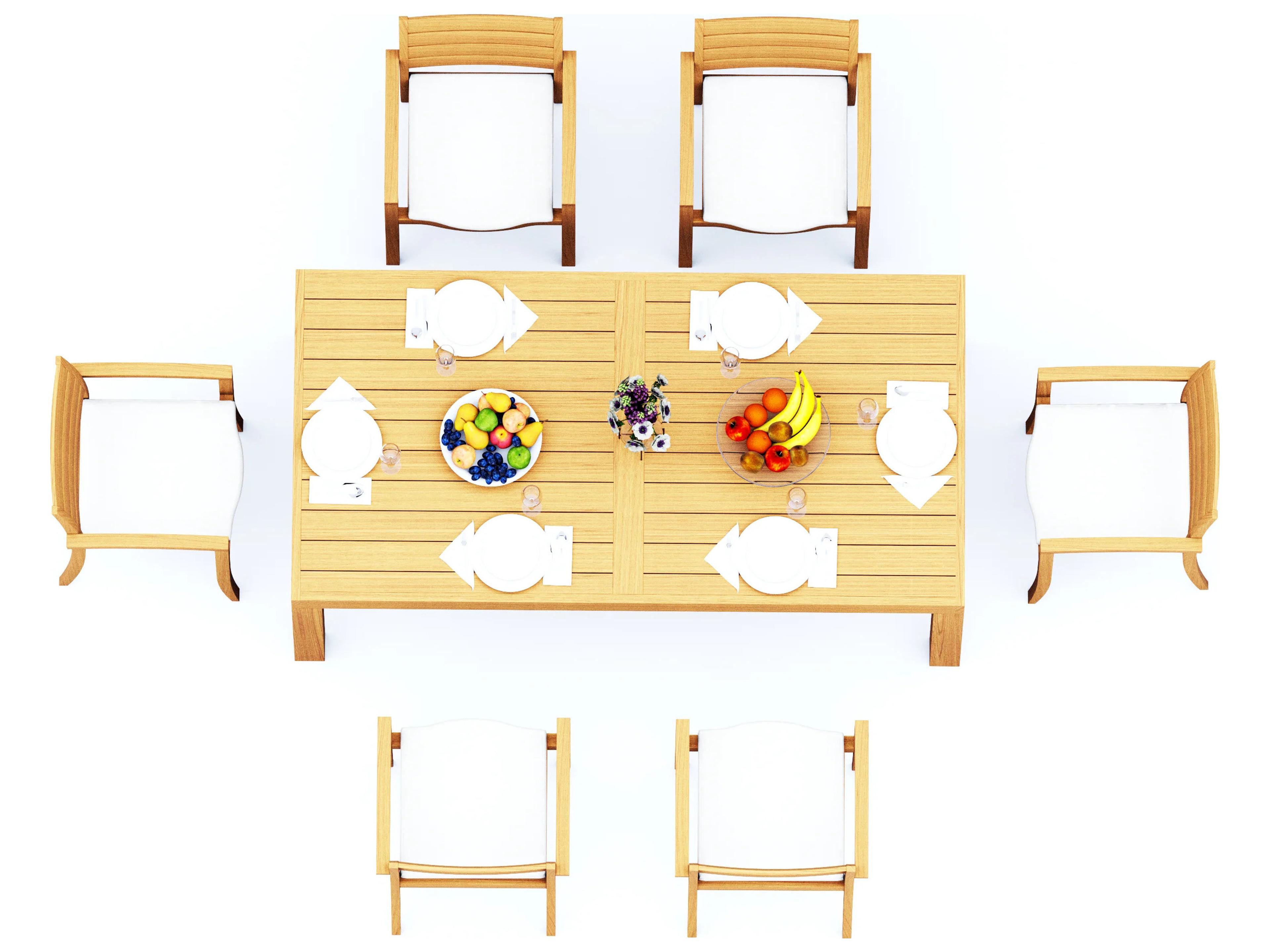 Teak Smith 7 Pieces Canberra 86" Rectangular Dining Set