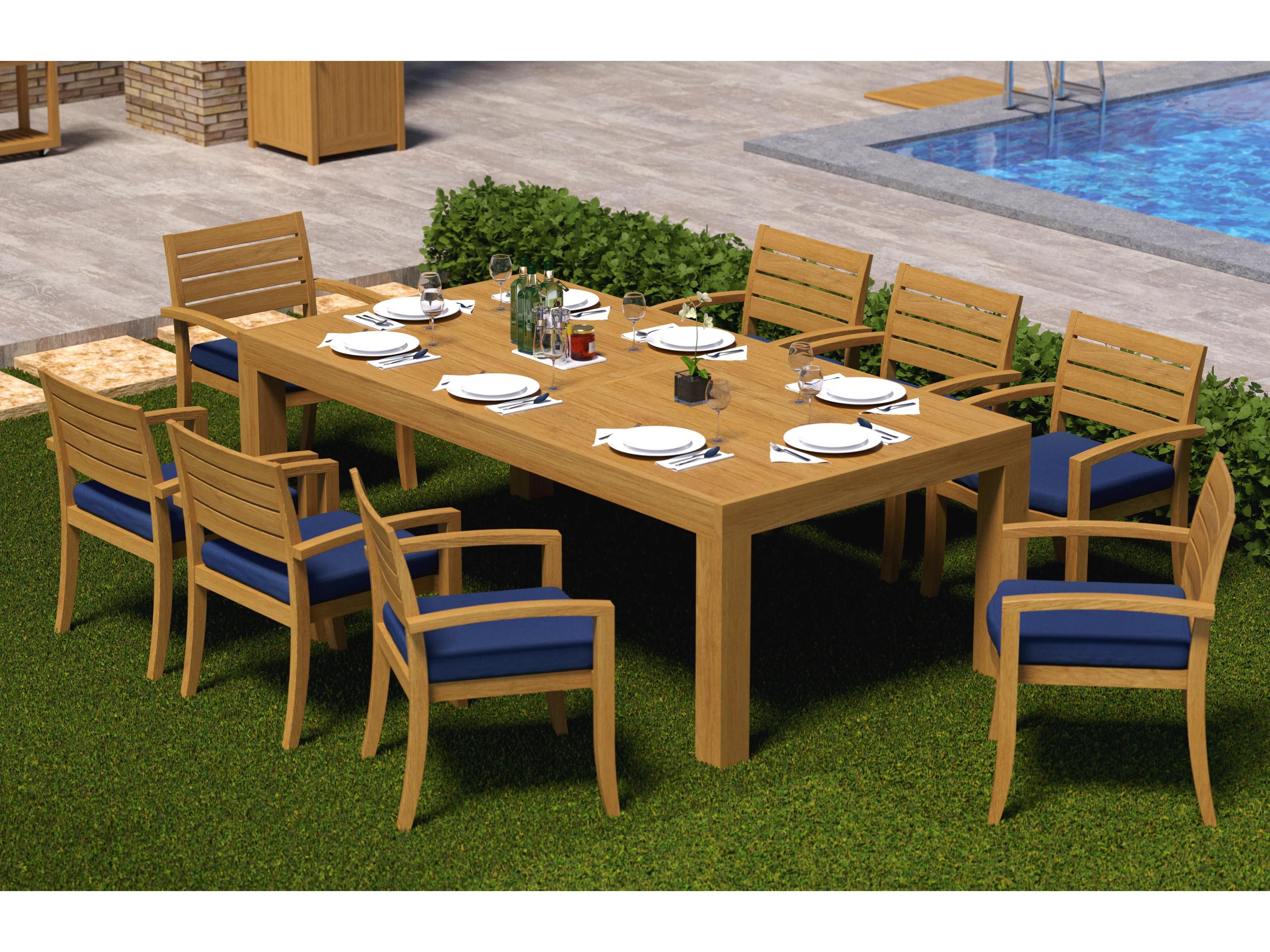 Teak Smith 9 Pieces Canberra 86" Rectangular Dining Set