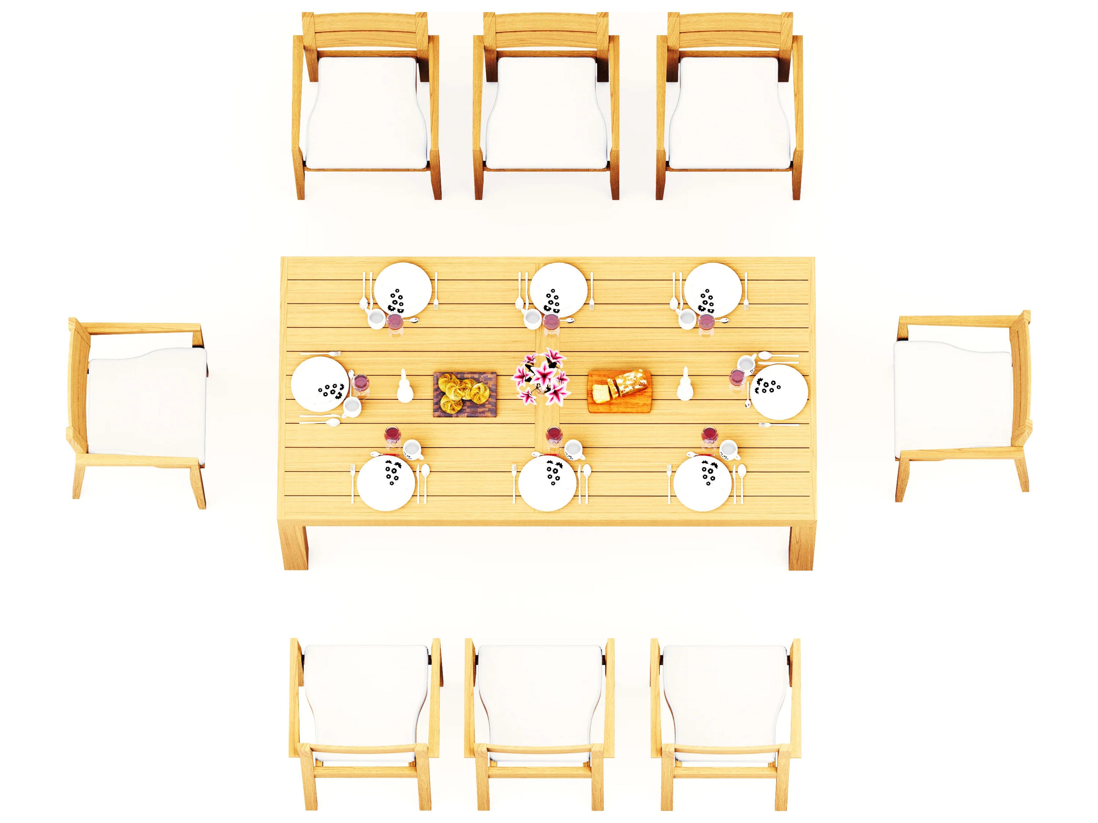 Teak Smith 9 Pieces Canberra 86" Rectangular Dining Set