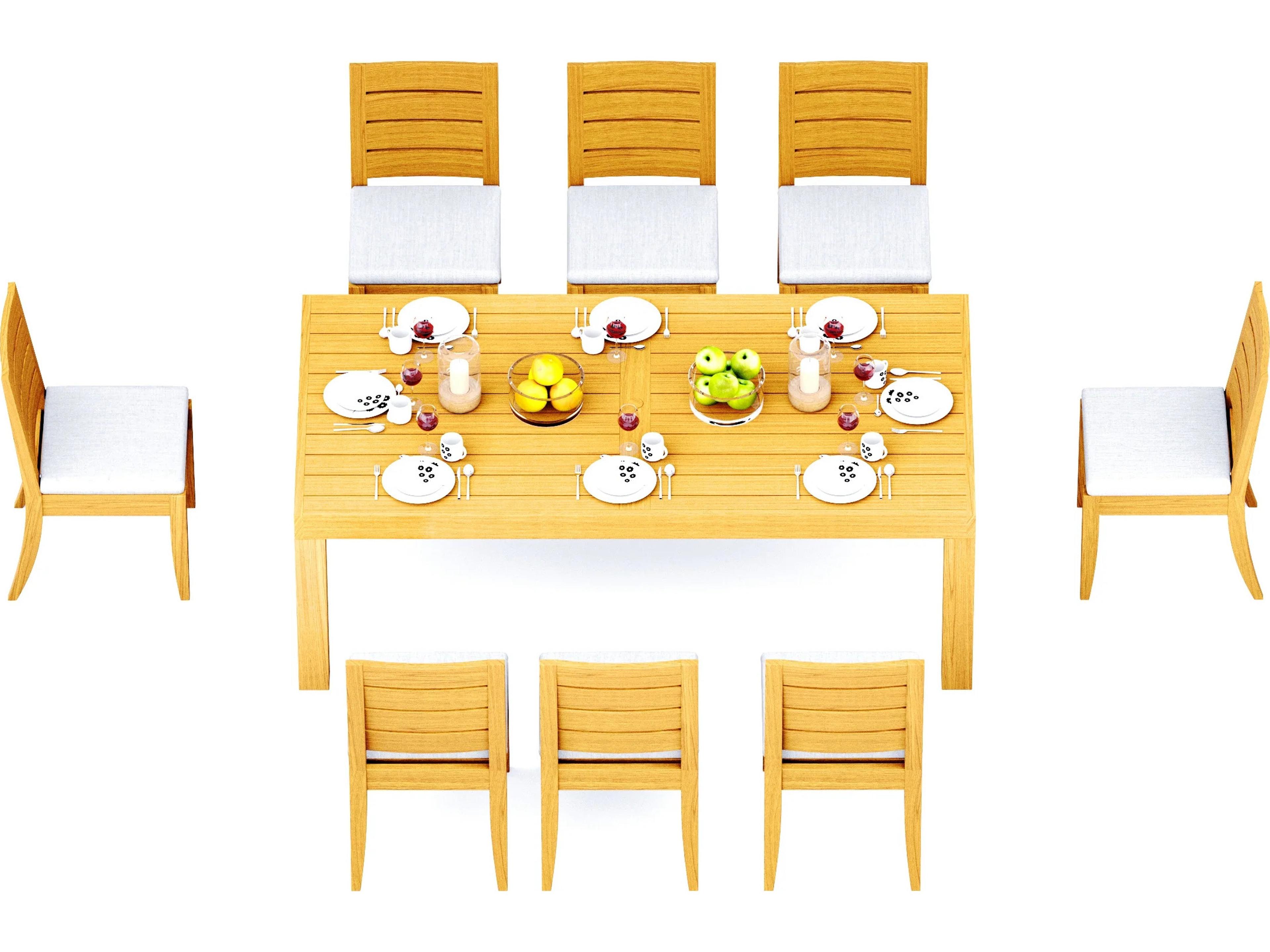Teak Smith 9 Pieces Canberra 86" Rectangular Dining Set with Cushions