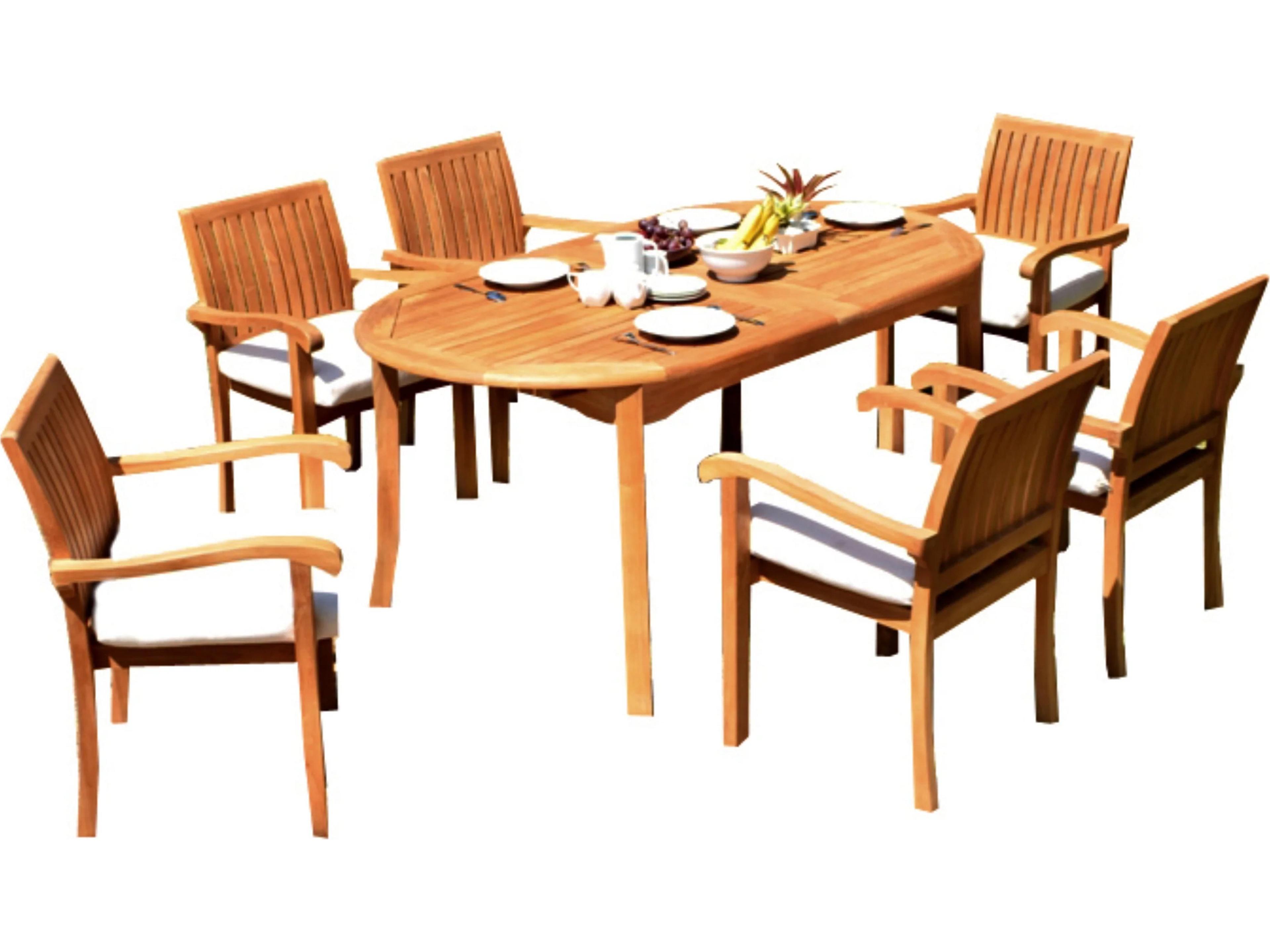 Teak Smith 7 Pieces 94" Large Double Oval Dining Set