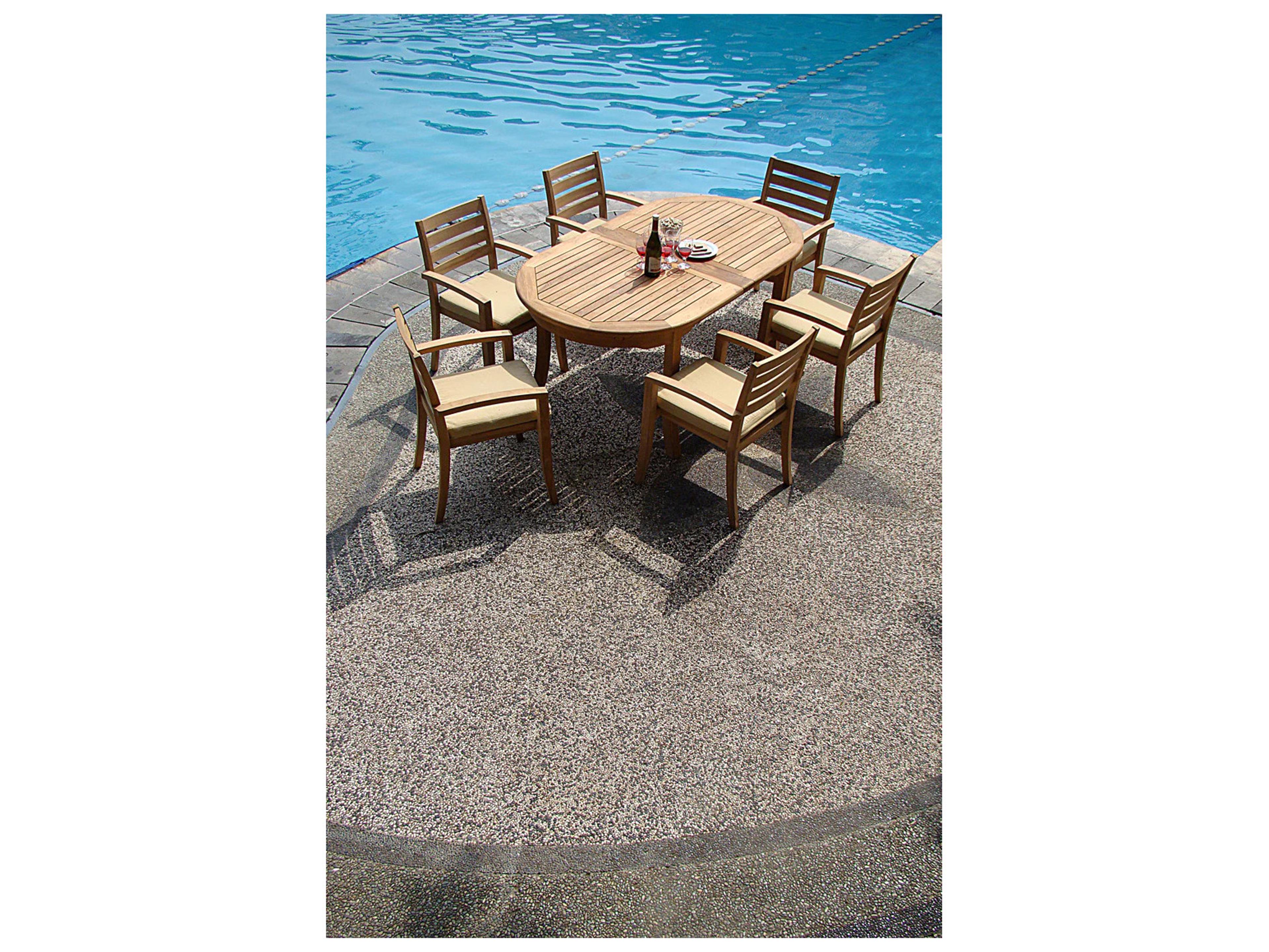 Teak Smith 7 Pieces 94" Large Double Oval Dining Set