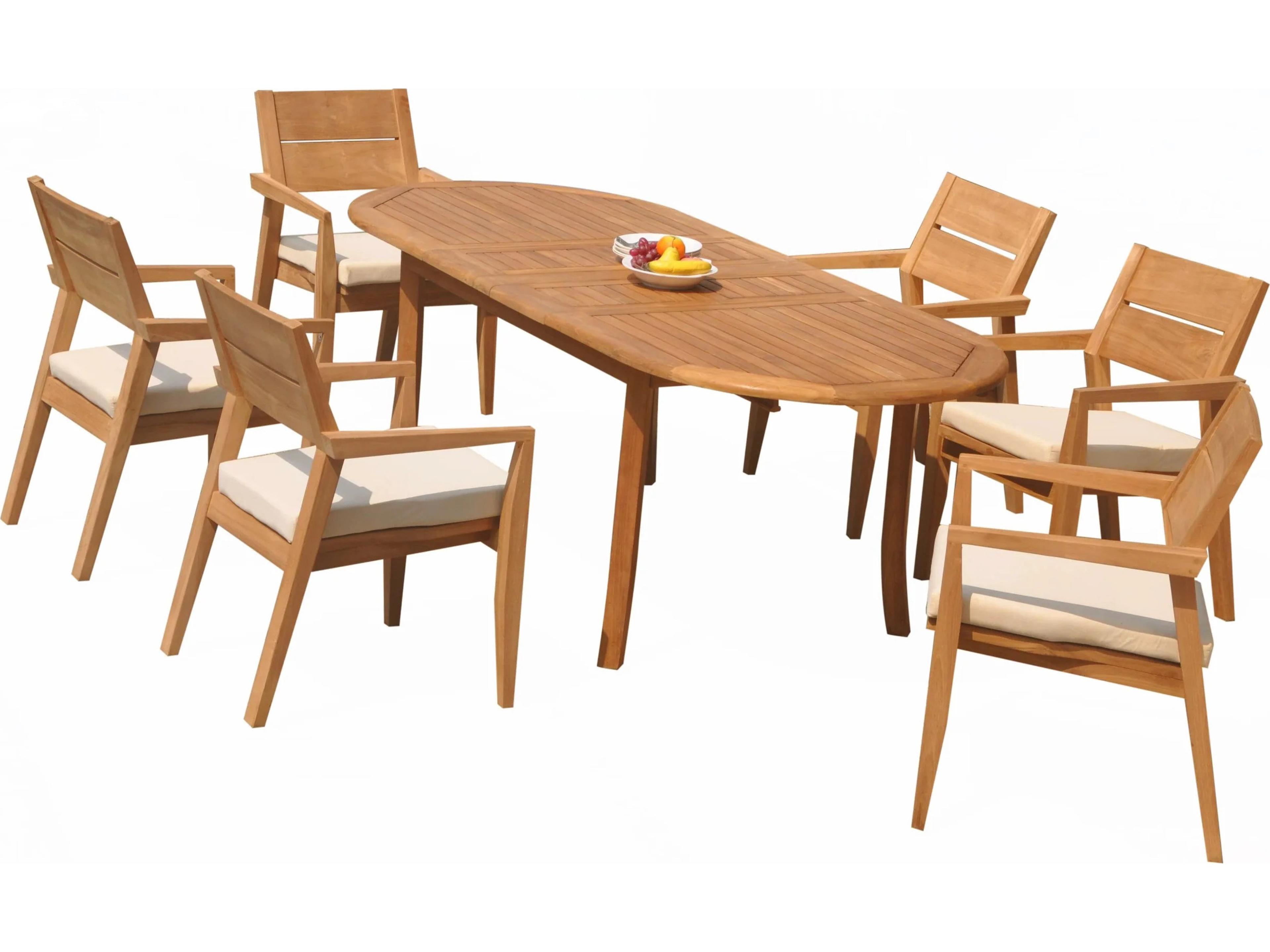 Teak Smith 7 Pieces 94" Large Double Oval Dining Set