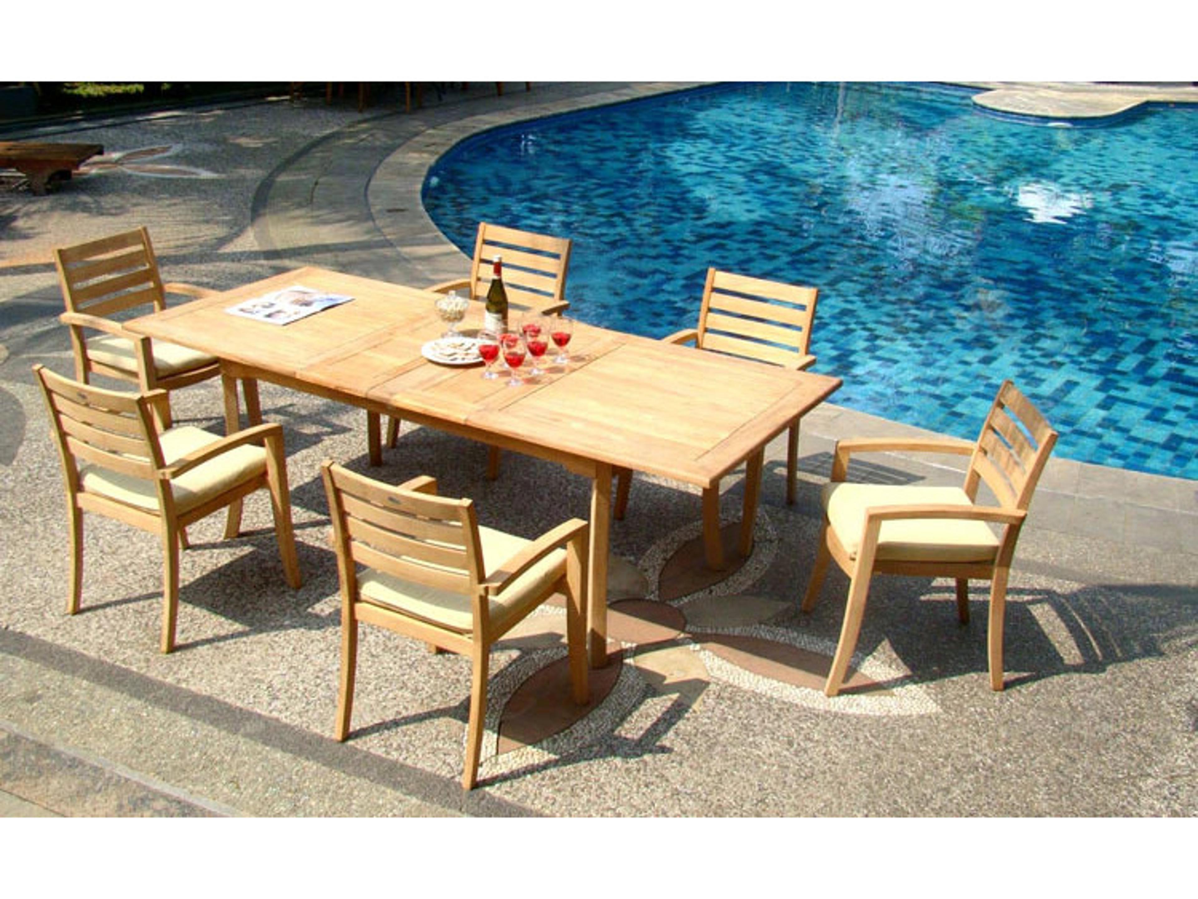Teak Smith 7 Pieces 94" Large Double Rectangular Dining Set
