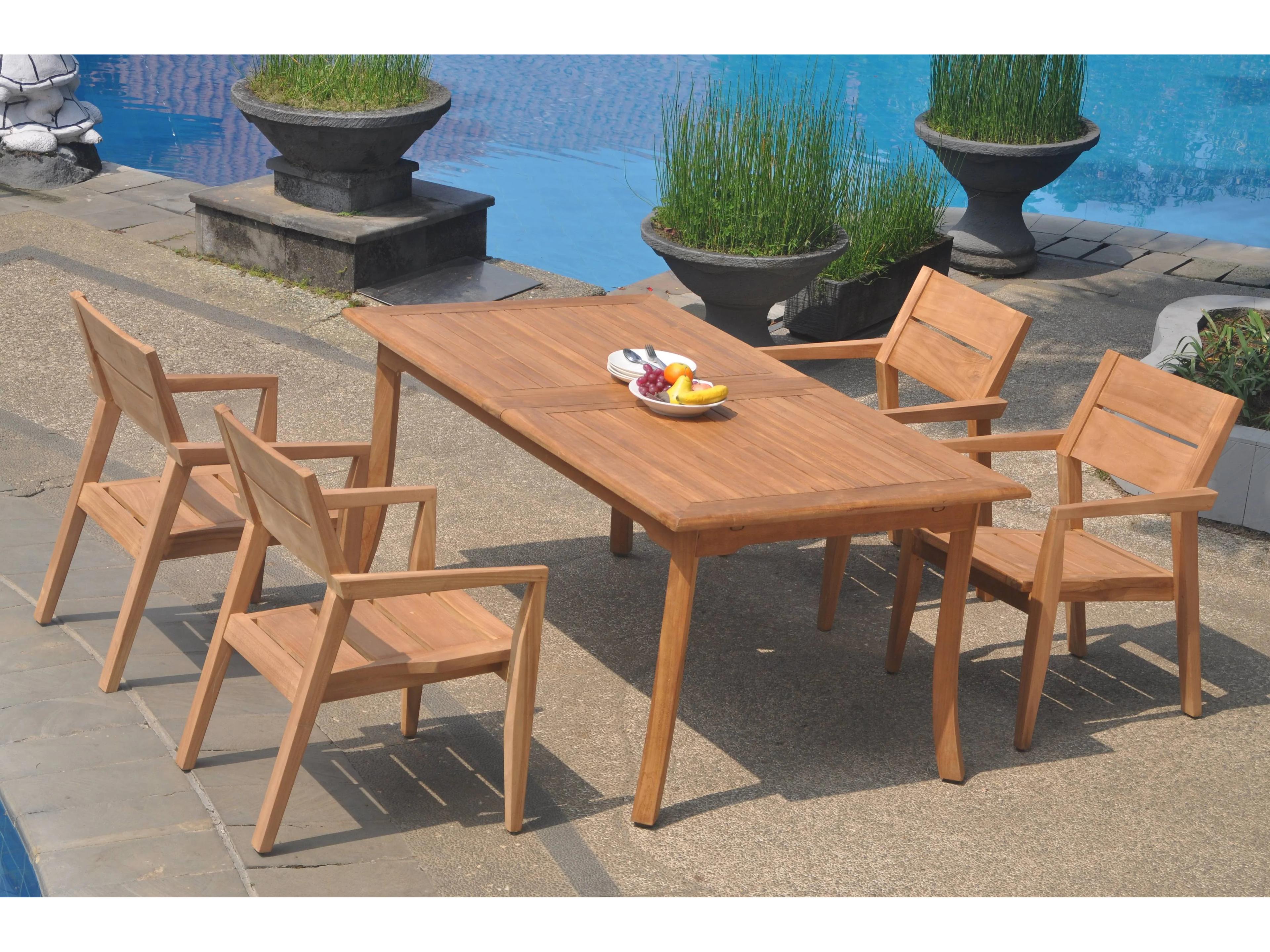Teak Smith 5 Pieces 94" Large Double Rectangular Dining Set