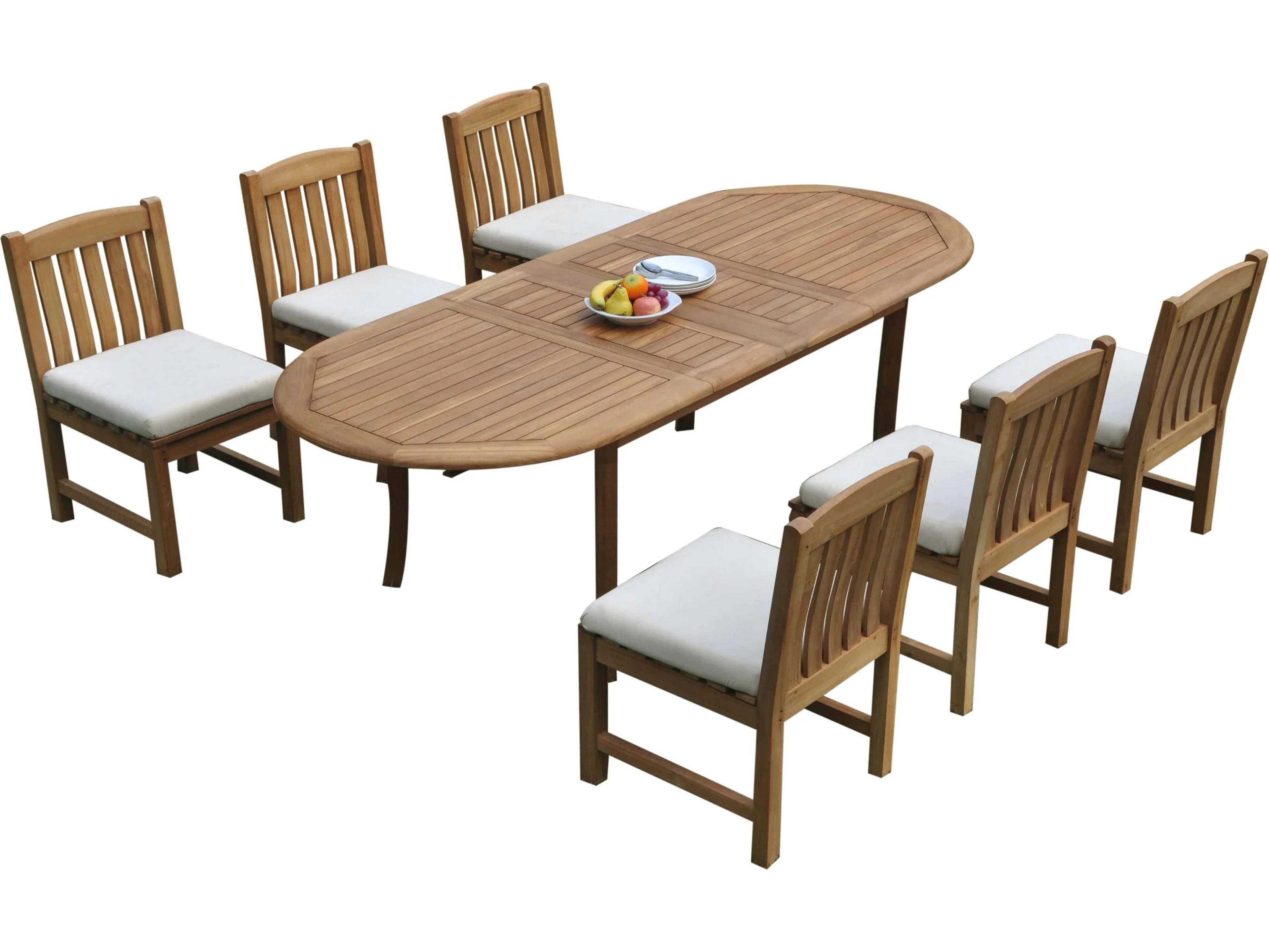 Teak Smith 7 Pieces 94" Oval Dining Set with Cushions