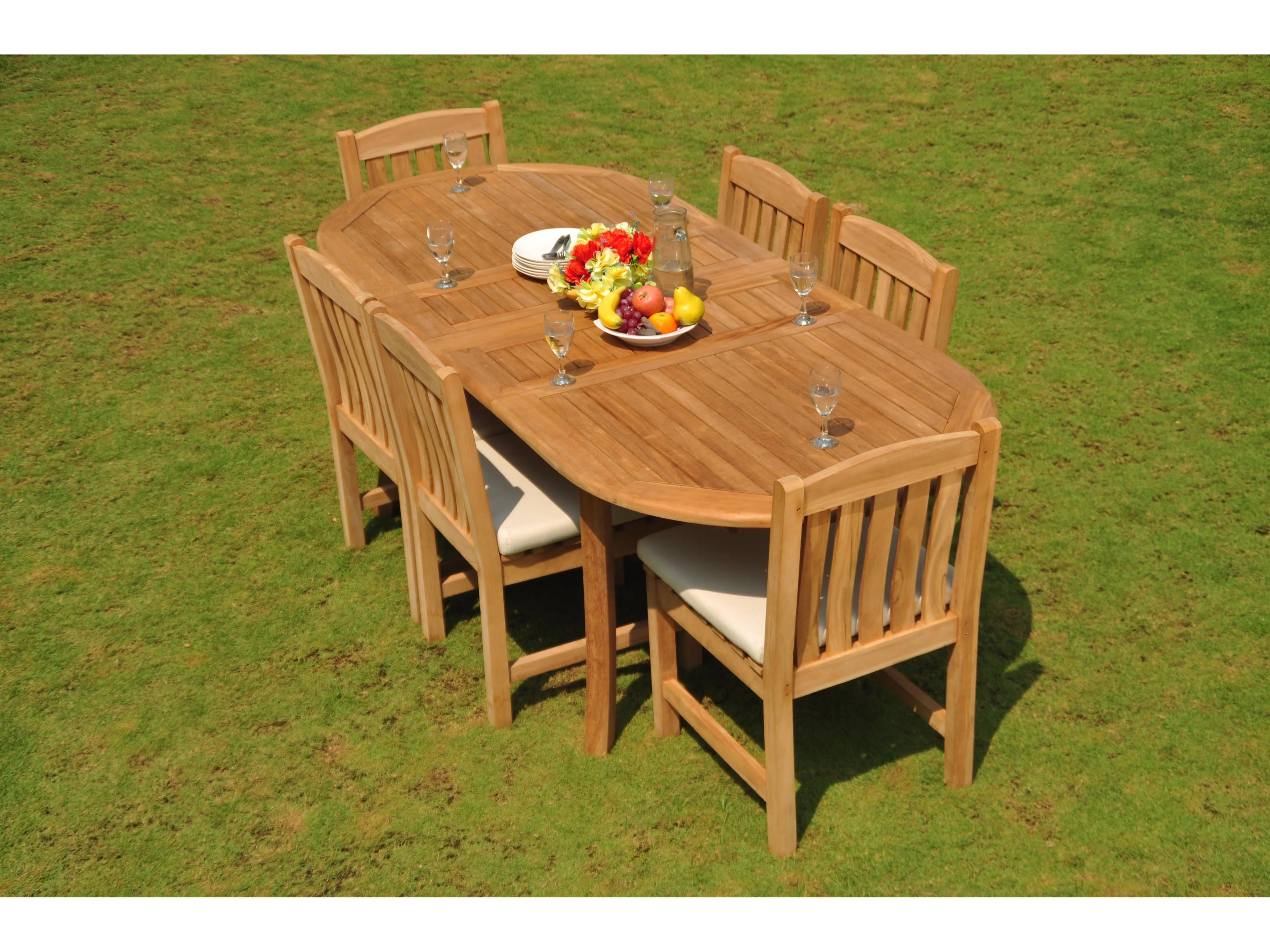 Teak Smith 7 Pieces 94" Oval Dining Set with Cushions