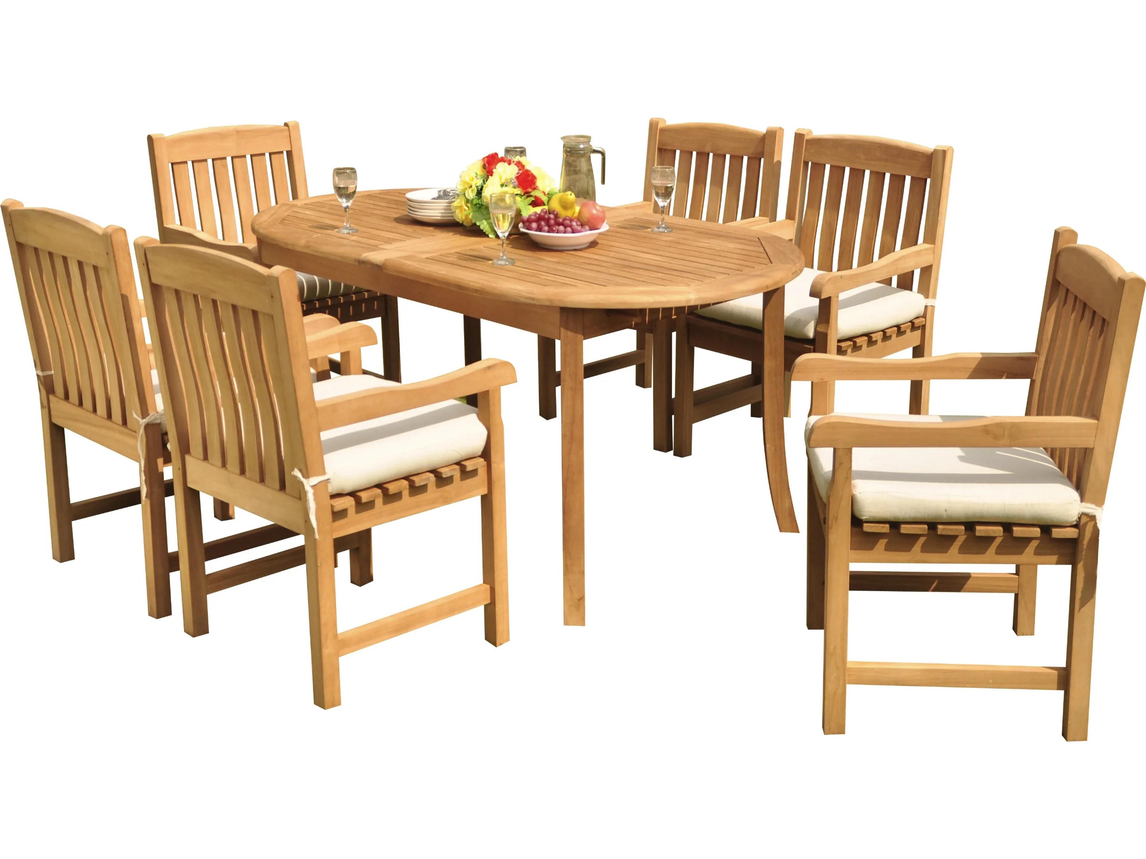 Teak Smith 7 Pieces 94" Oval Dining Set with Cushions