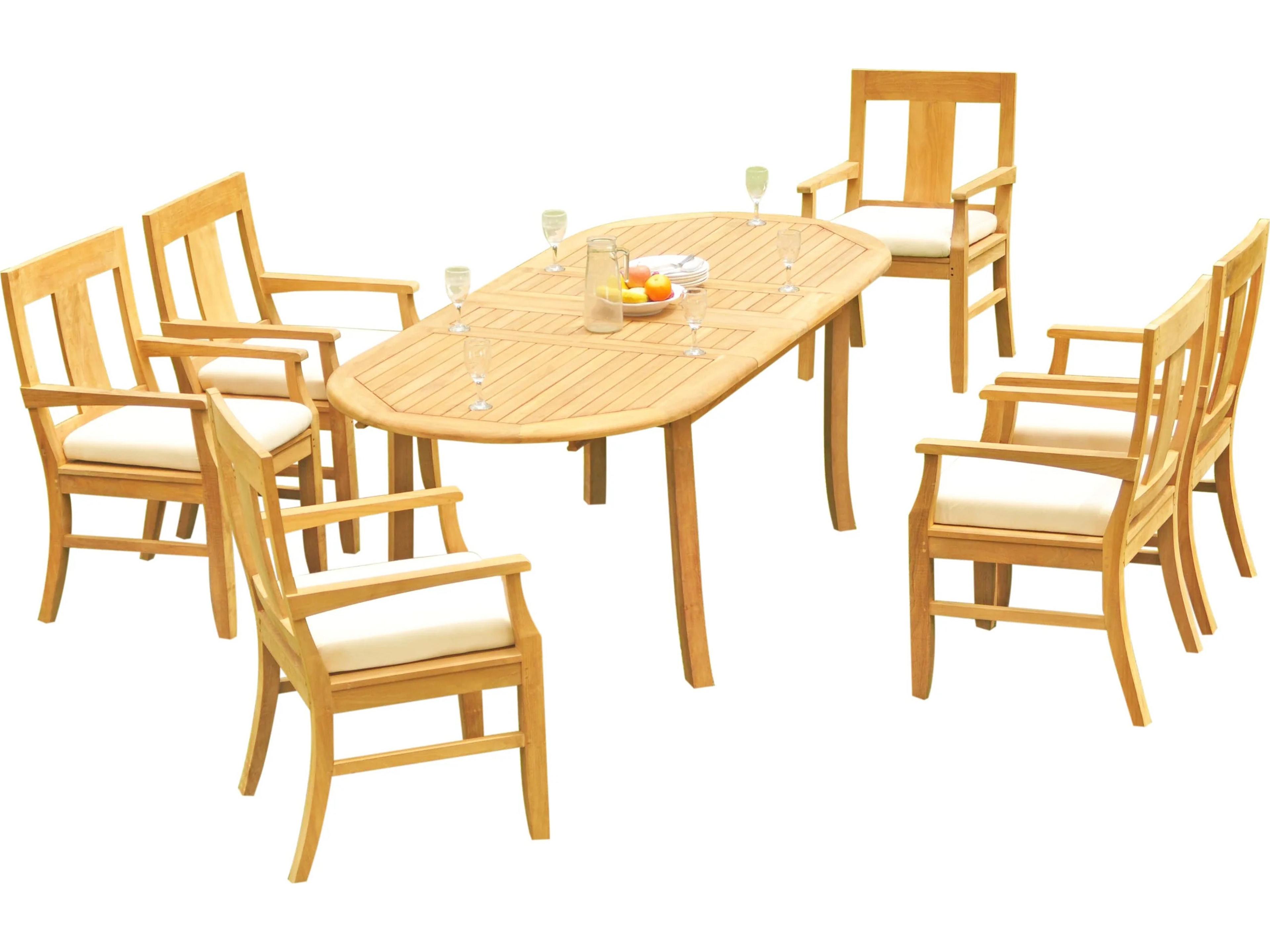 Teak Smith 7 Pieces 94" Oval Dining Set with Cushions