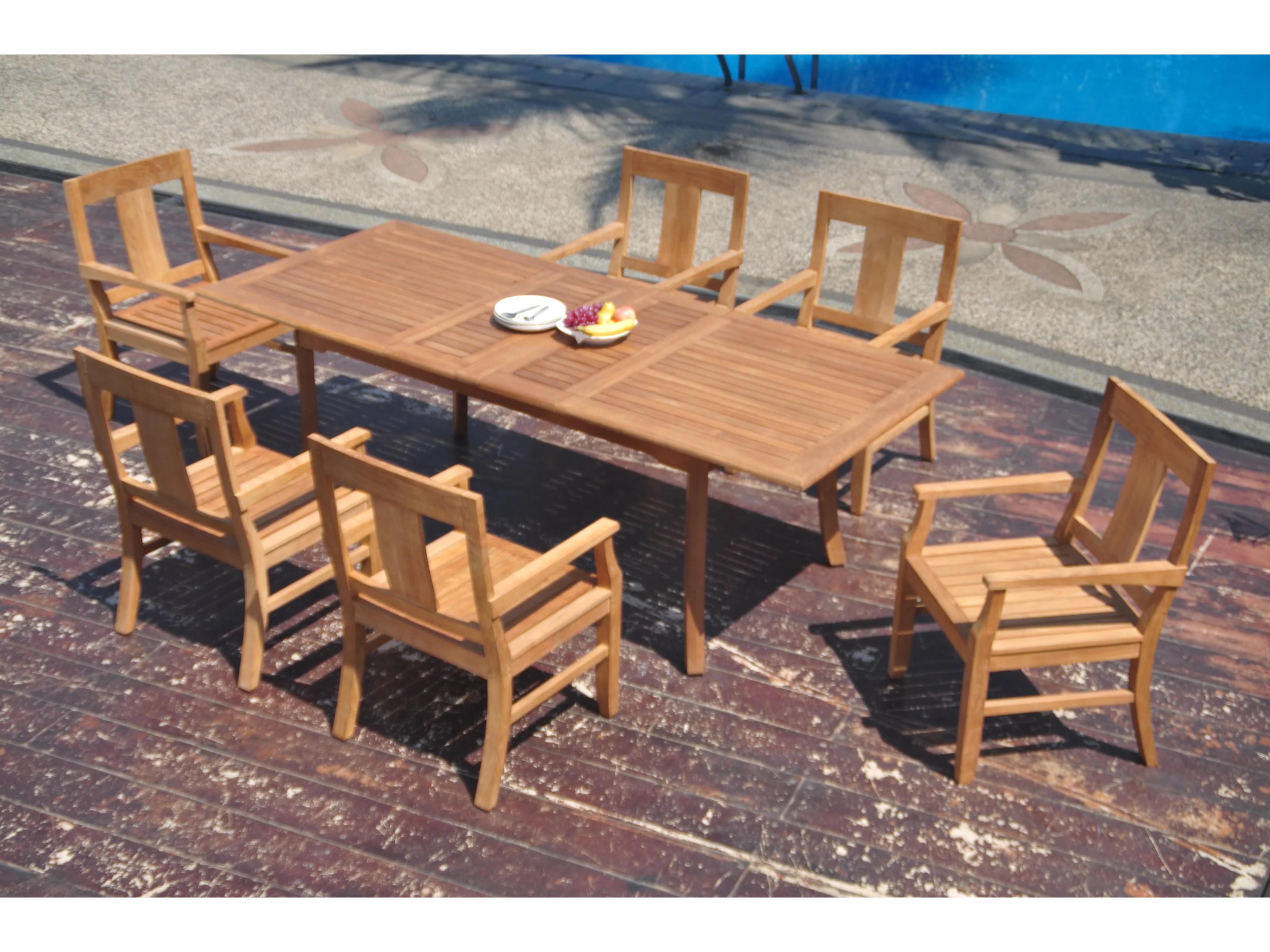 Teak Smith 7 Pieces Large Double 94" Rectangular Dining Set 