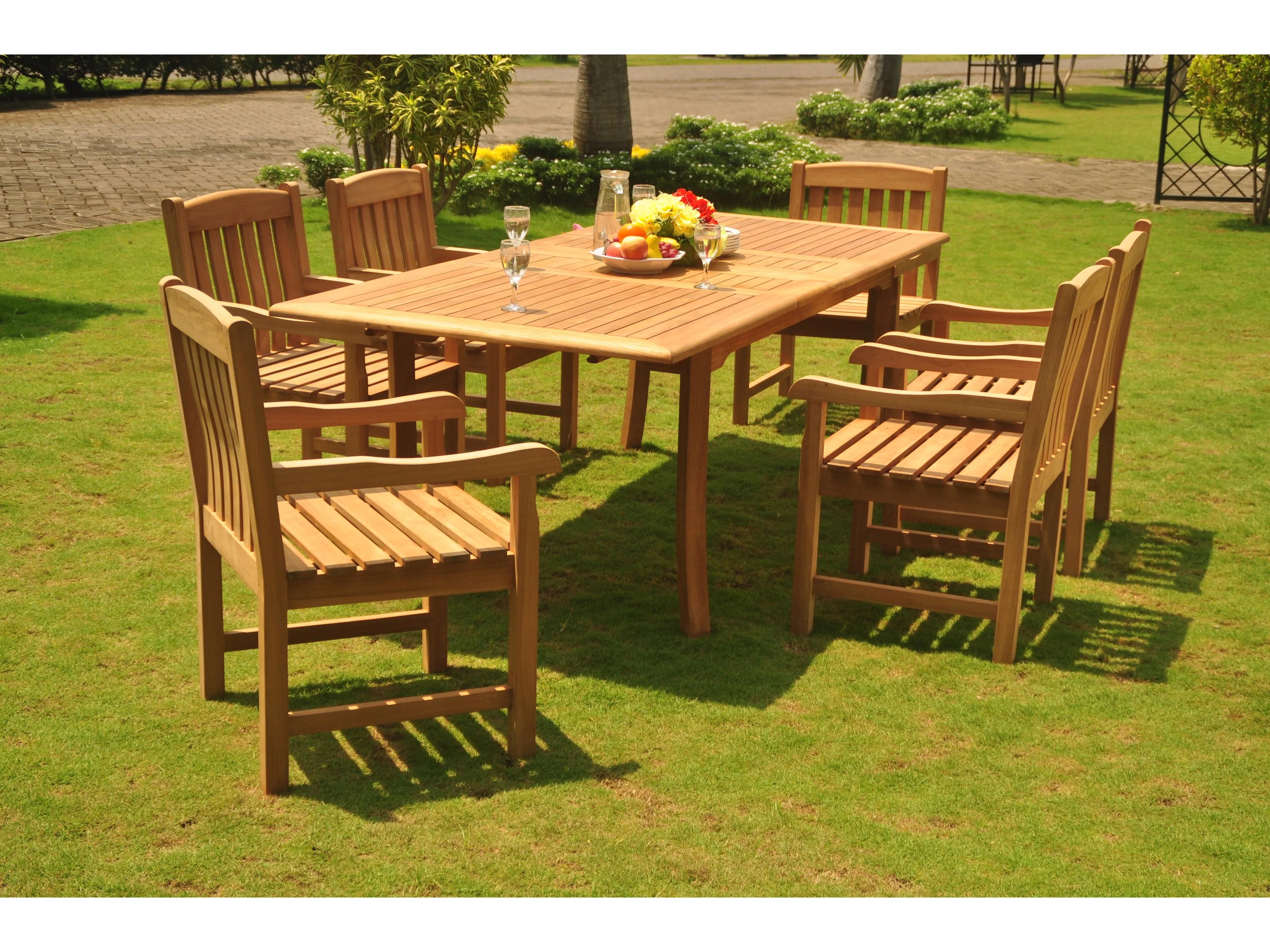 Teak Smith 7 Pieces Large Double 94" Rectangular Dining Set 