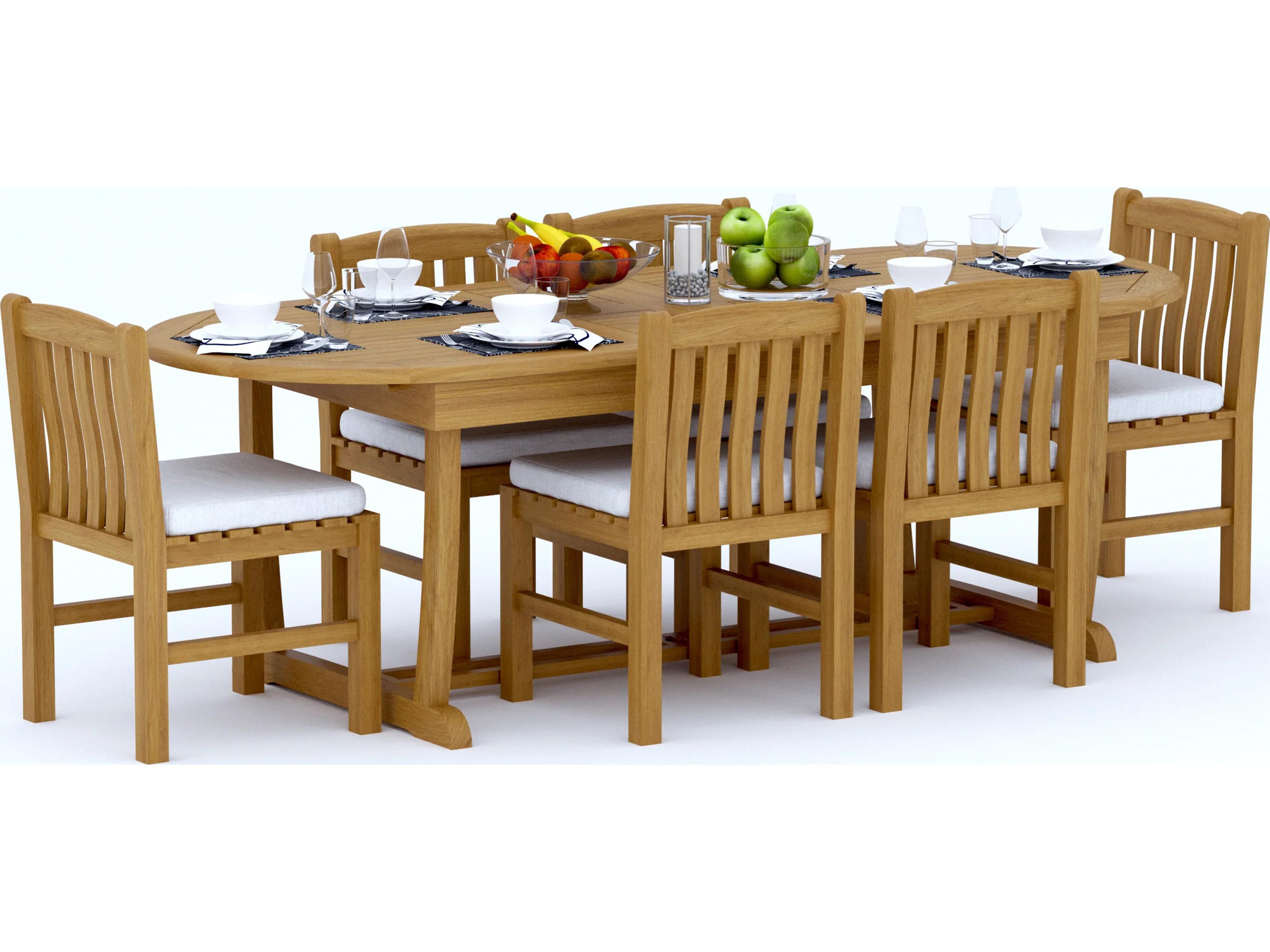 Teak Smith 7 Pieces Mas 94" Oval Dining Set with Cushions