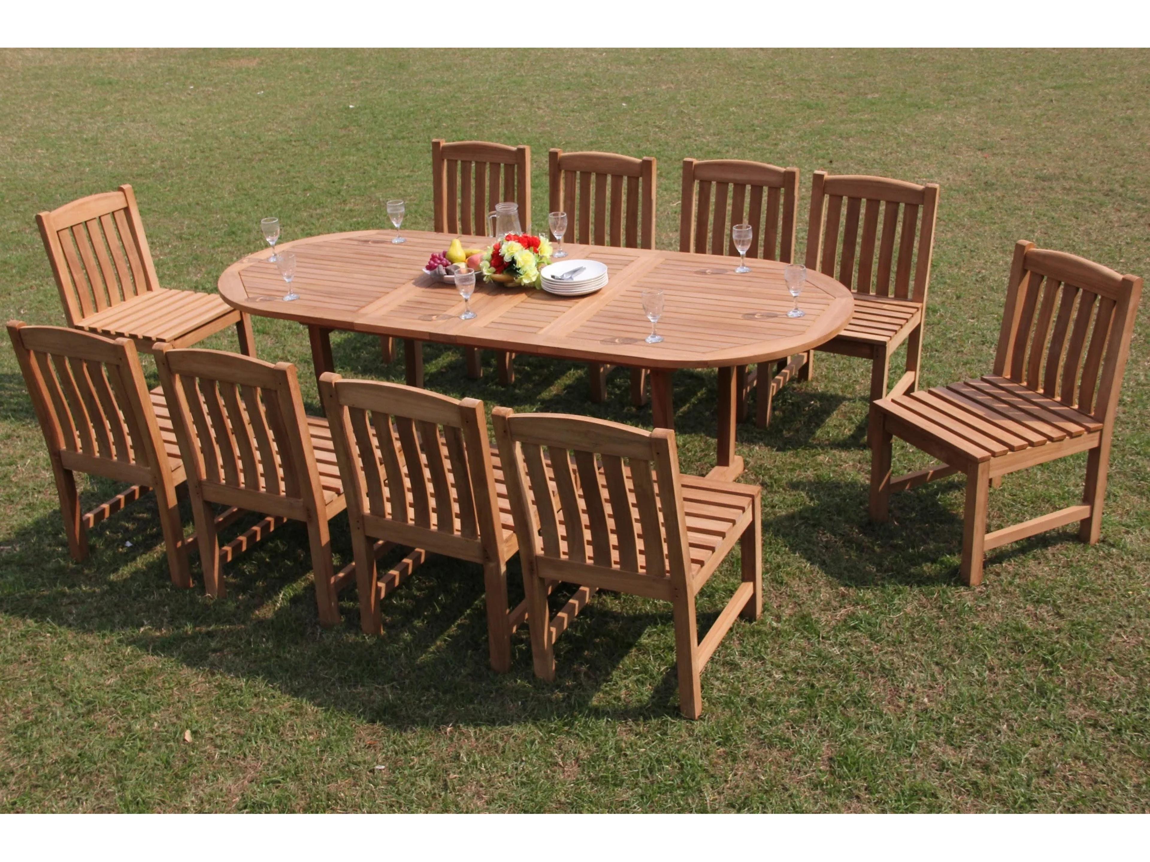 Teak Smith 11 Pieces Mas 94" Oval Dining Set 
