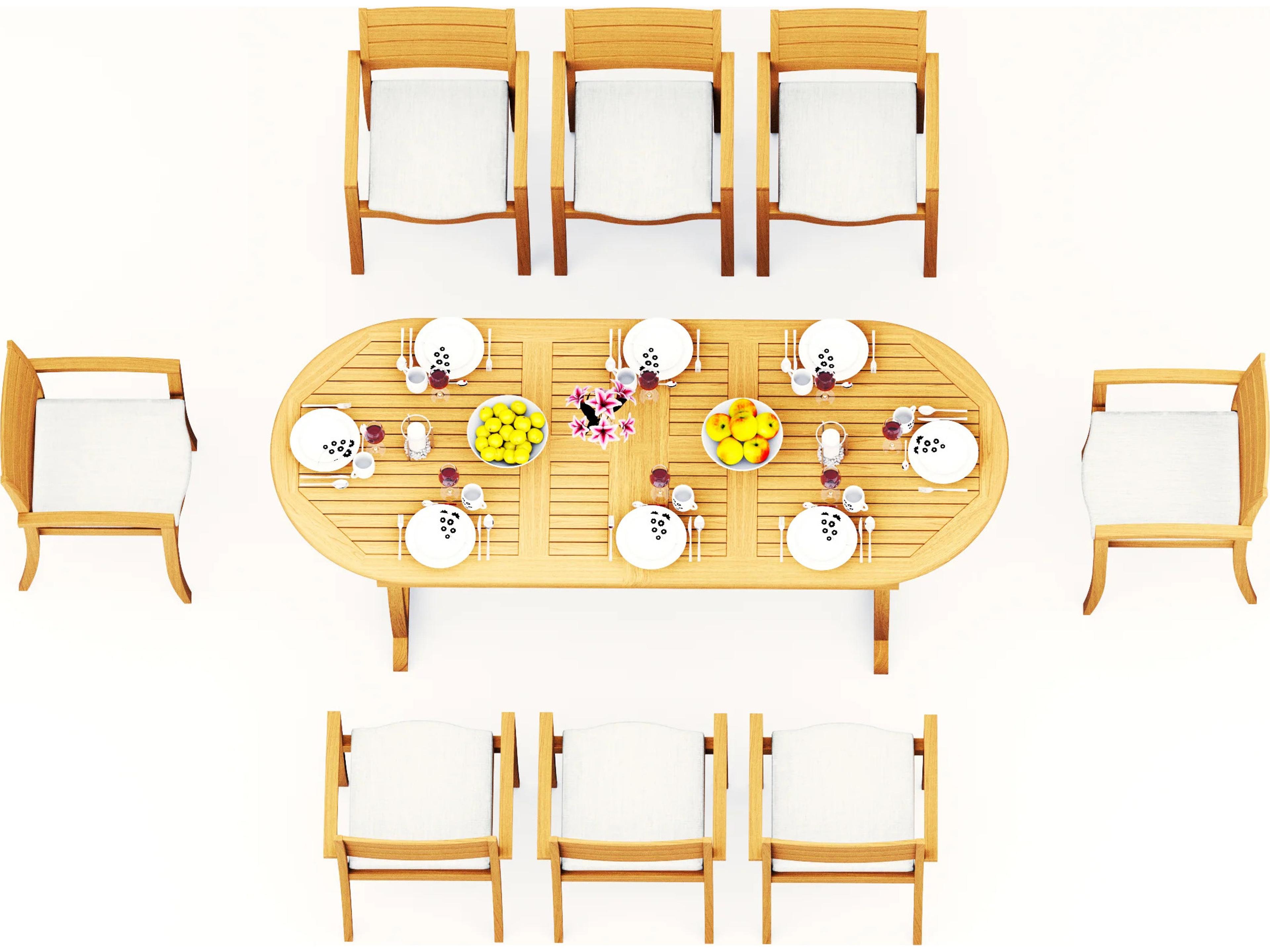 Teak Smith 9 Piece Mas  94" Oval Dining Set