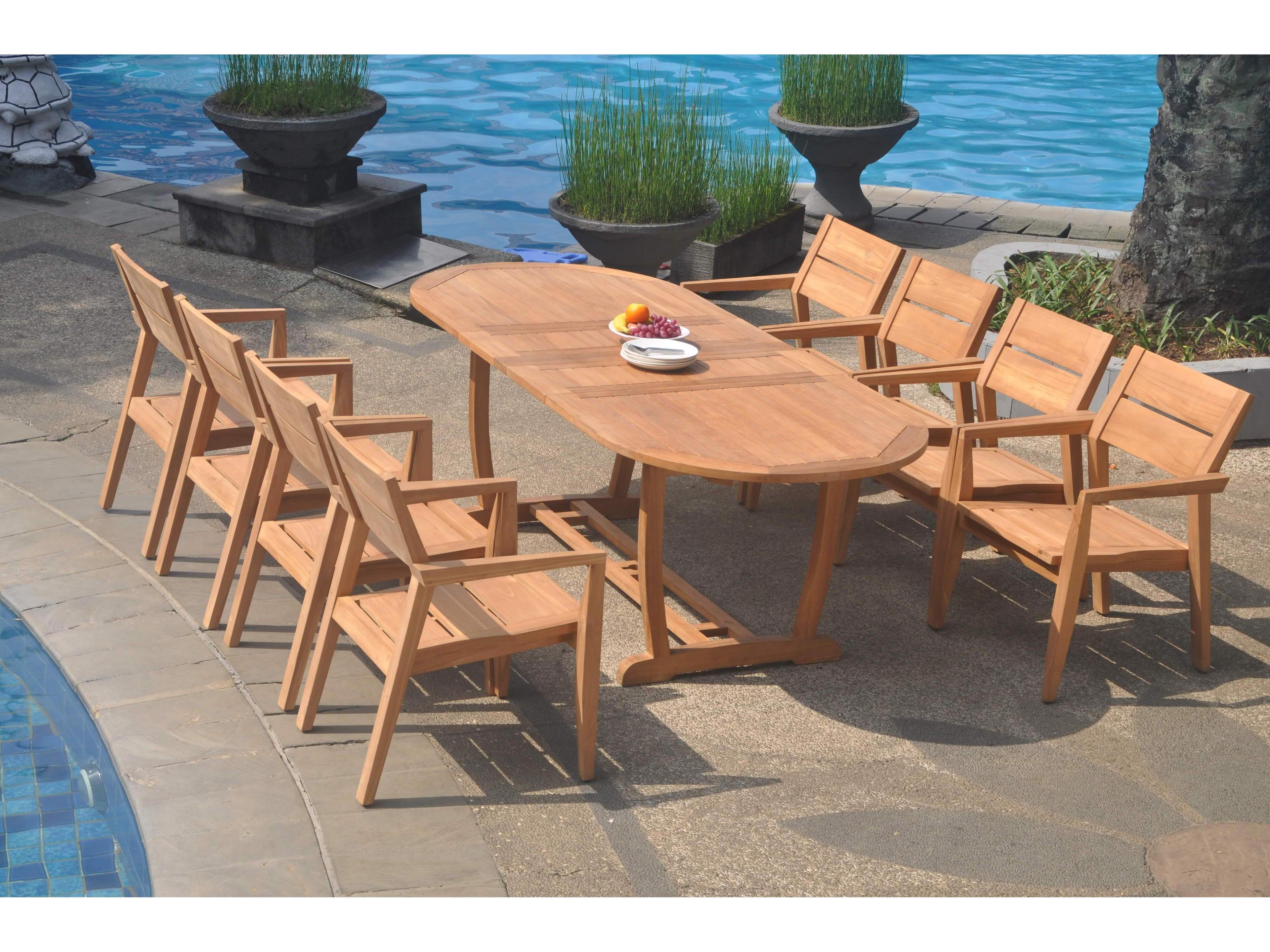 Teak Smith 9 Pieces Mas 94" Oval Dining Set