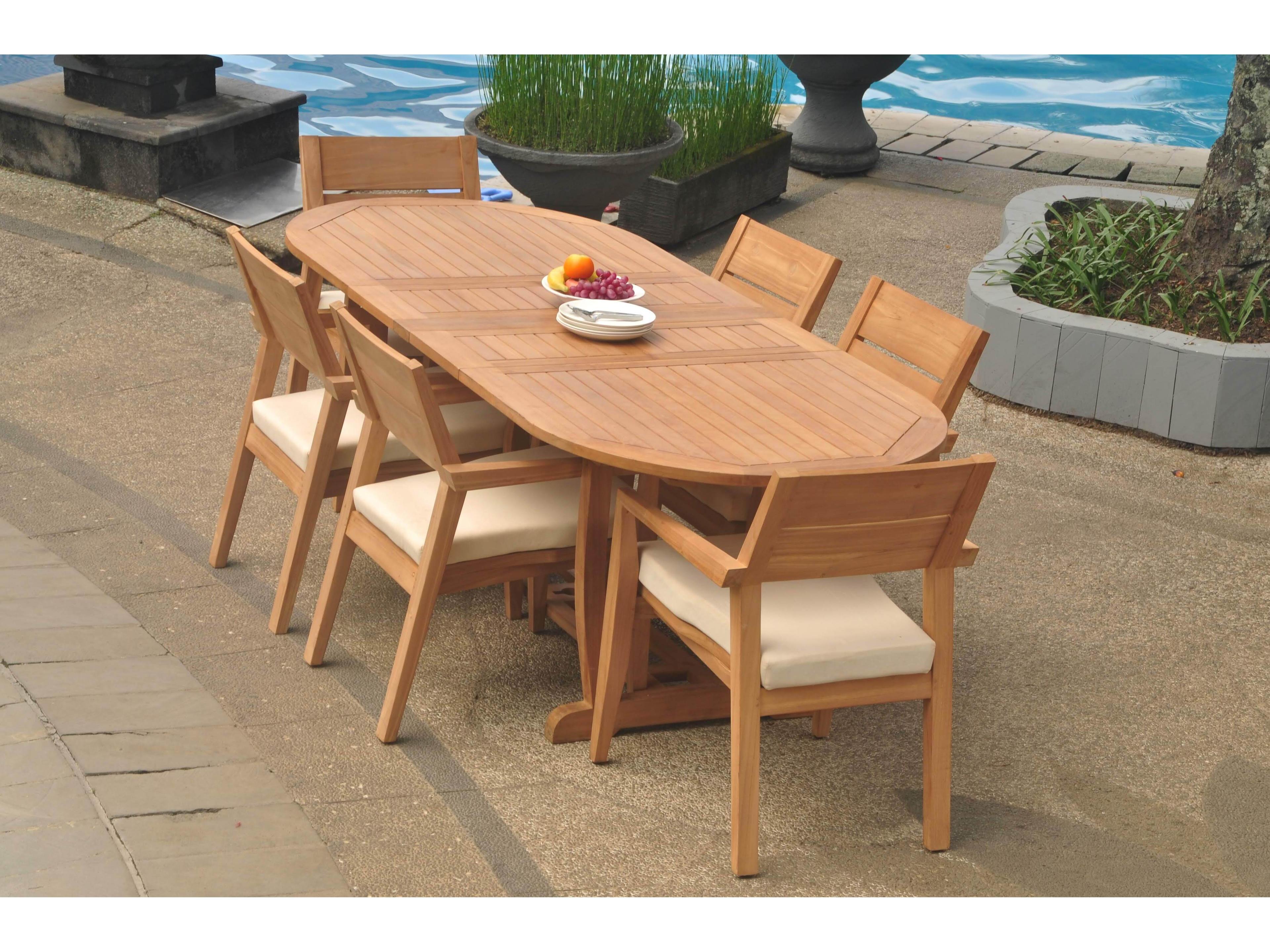 Teak Smith 7 Pieces Mas 94" Oval Dining Set