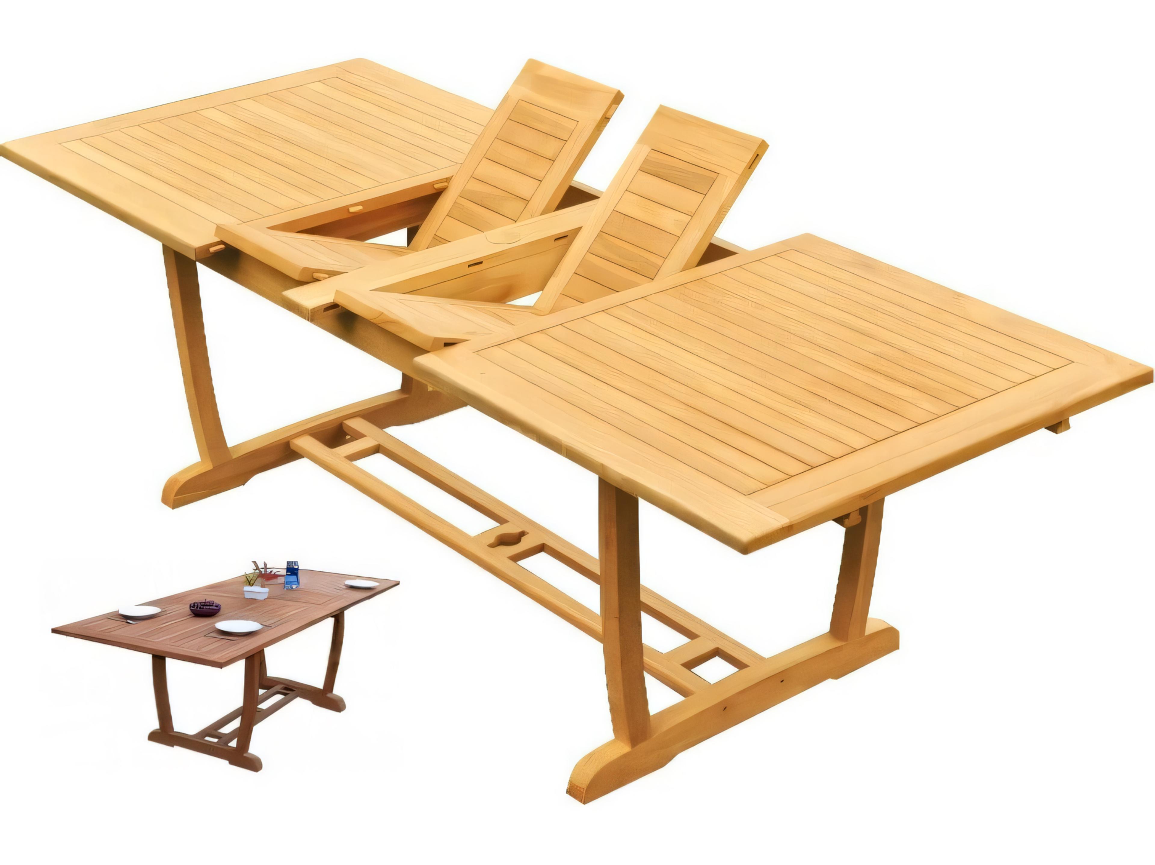 Teak Smith Mas 94" Rectangular Dining Table with Umbrella Hole