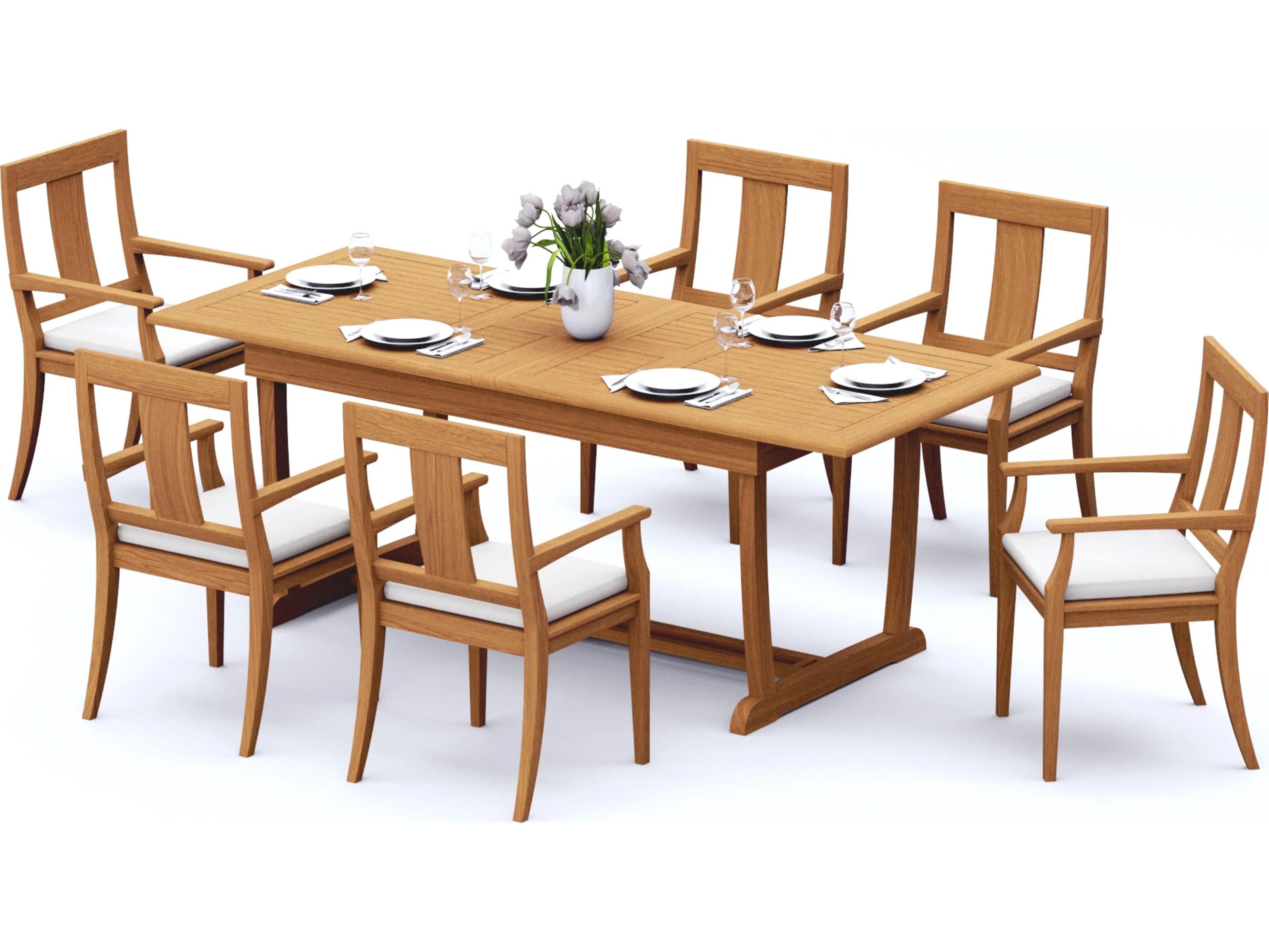 Teak Smith 7 Pieces Mas 94" Rectangular Dining Set with Cushions
