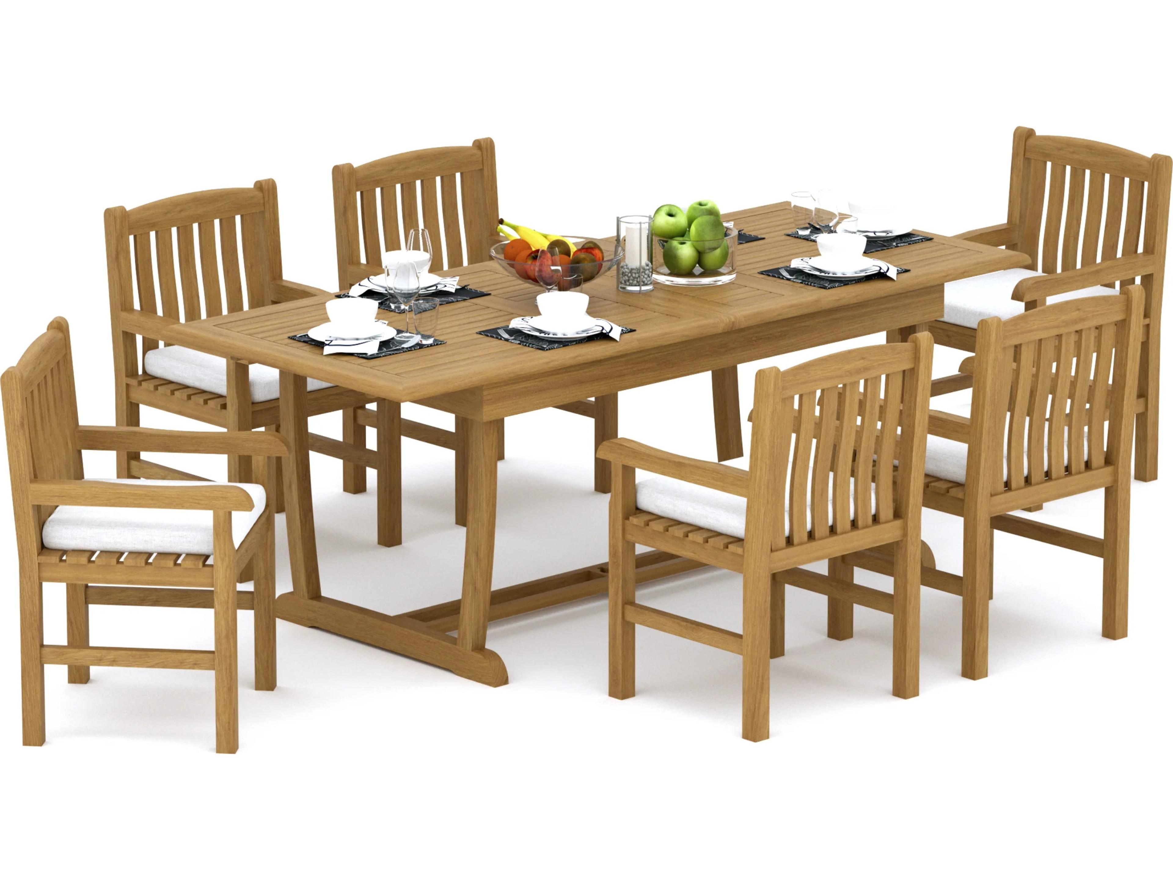 Teak Smith 7 Pieces Mas 94" Rectangular Dining Set with Cushions