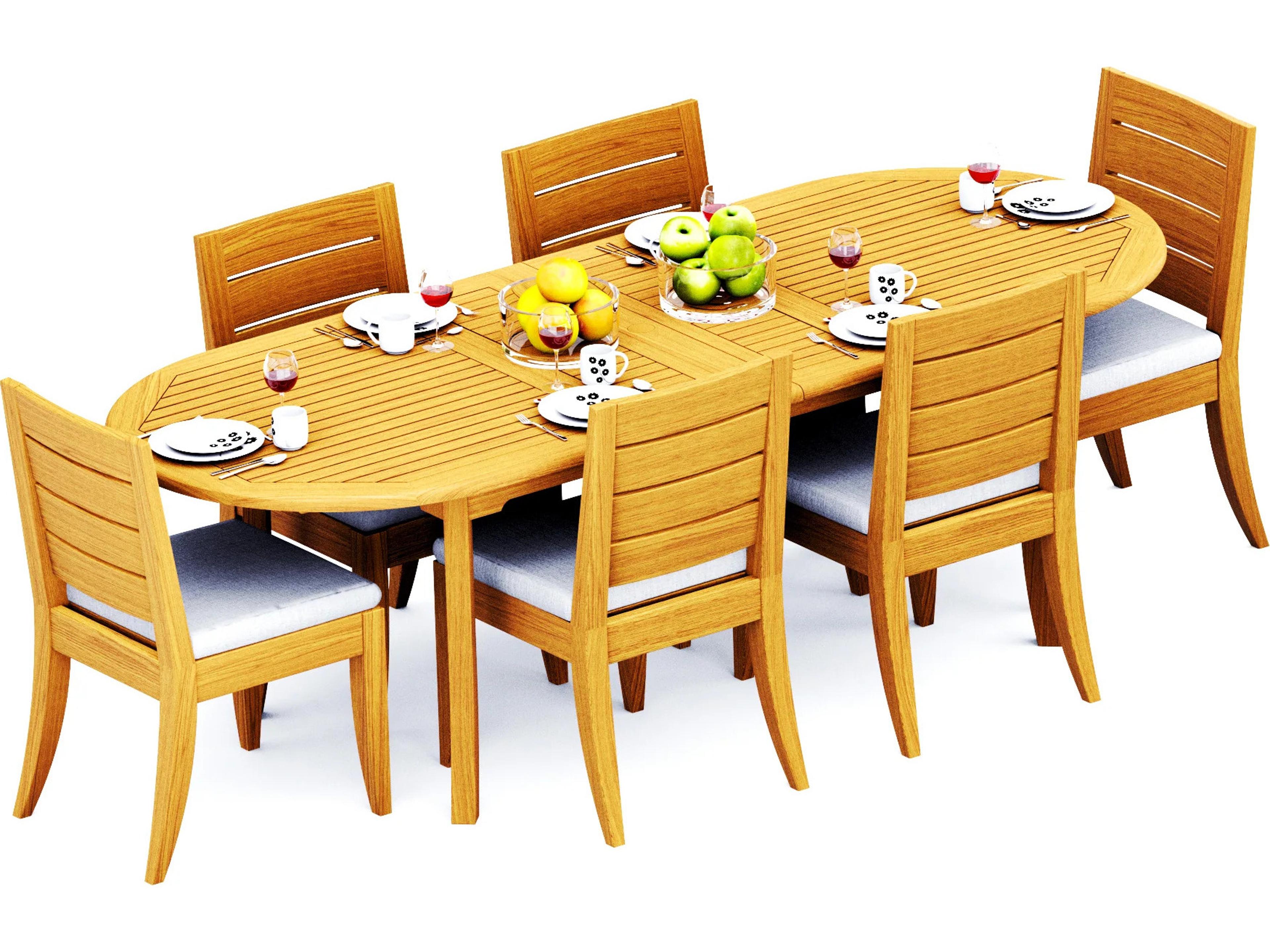 Teak Smith 7 Pieces 94" Oval Dining Set with Cushions