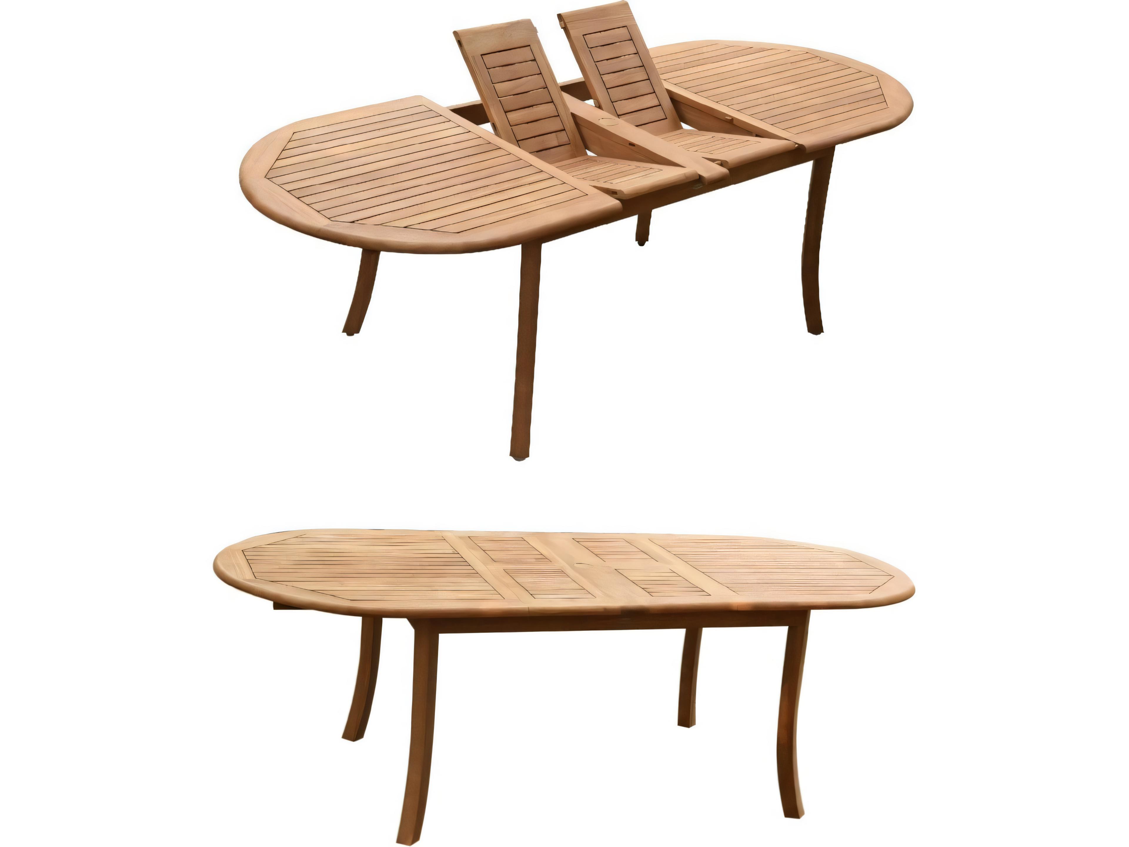 Teak Smith 94" Oval Dining Table with Umbrella Hole