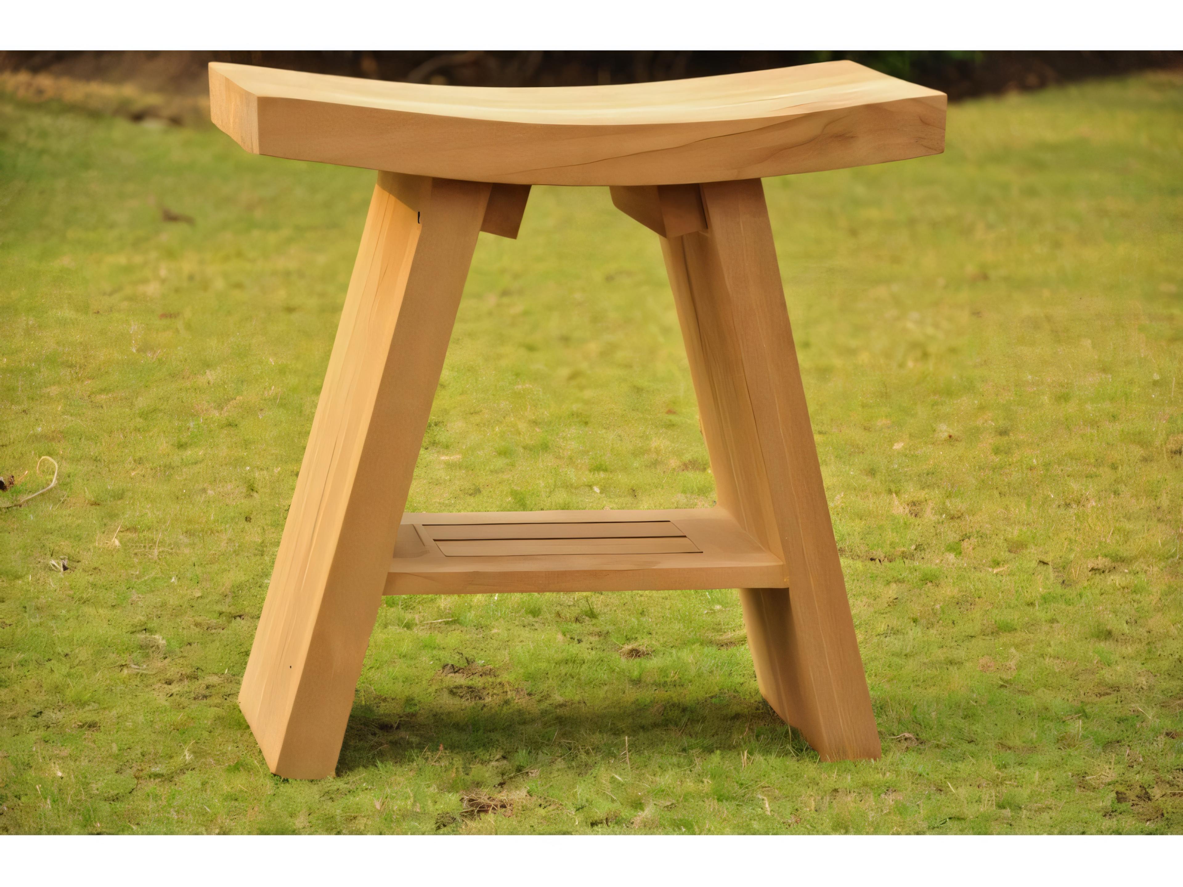Teak Smith Asian Shower Spa Bench Stool Patio