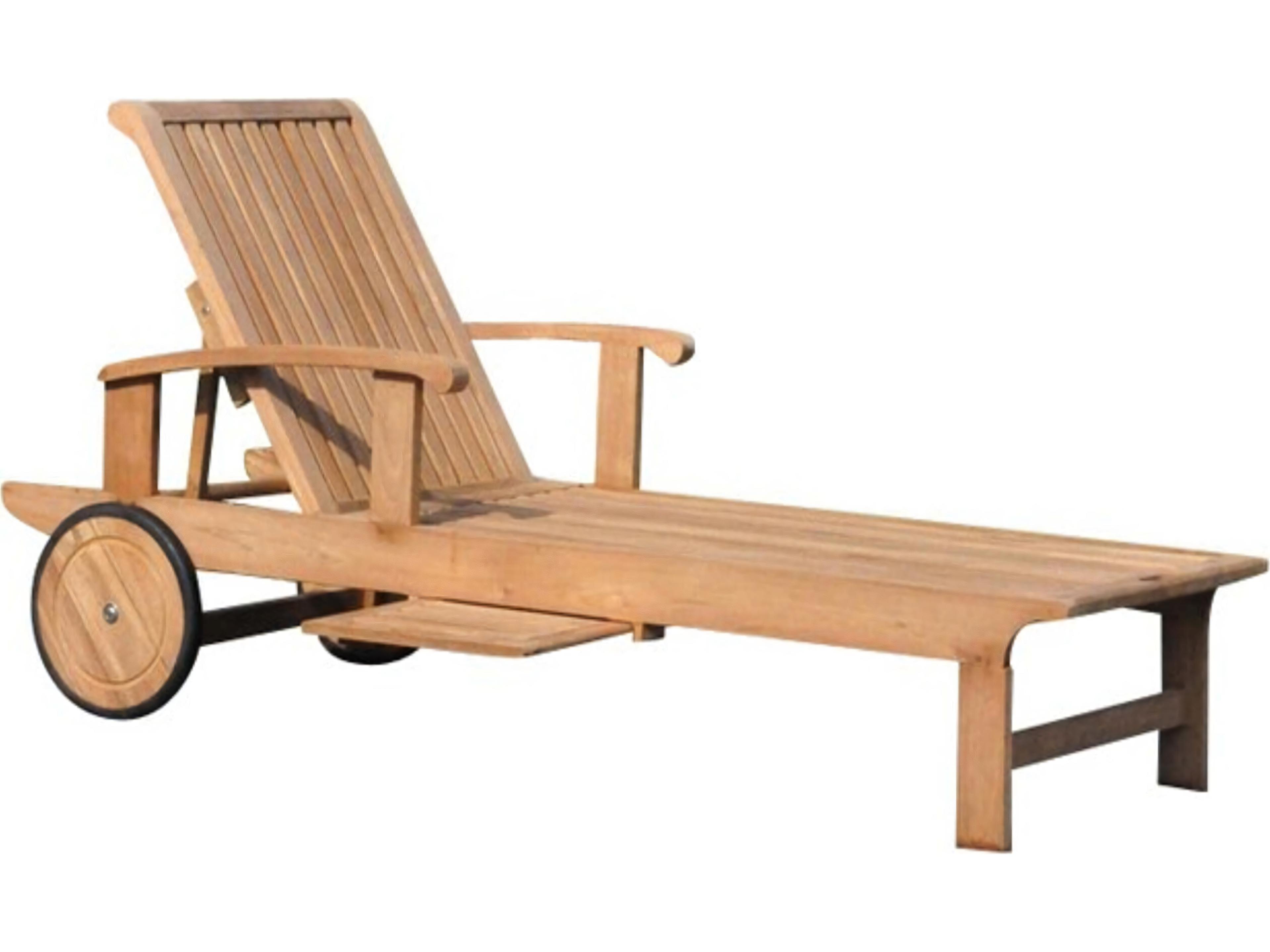 Teak Smith Sack Multi Position Sun Chaise Lounger Steamer with Tray