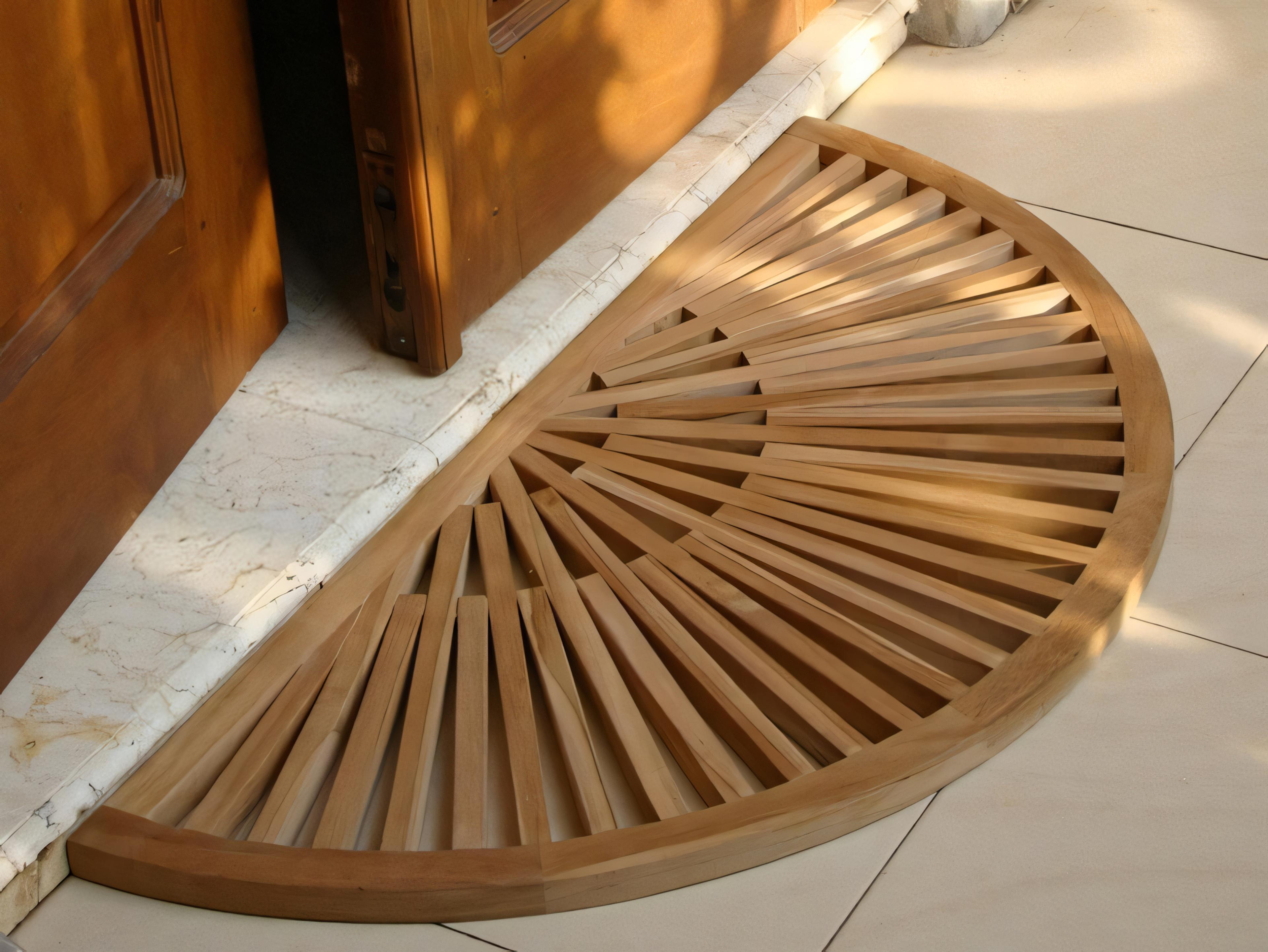 Teak Smith 34x17 Sun Burst Door / Shower/ Spa / Bath Floor Mat