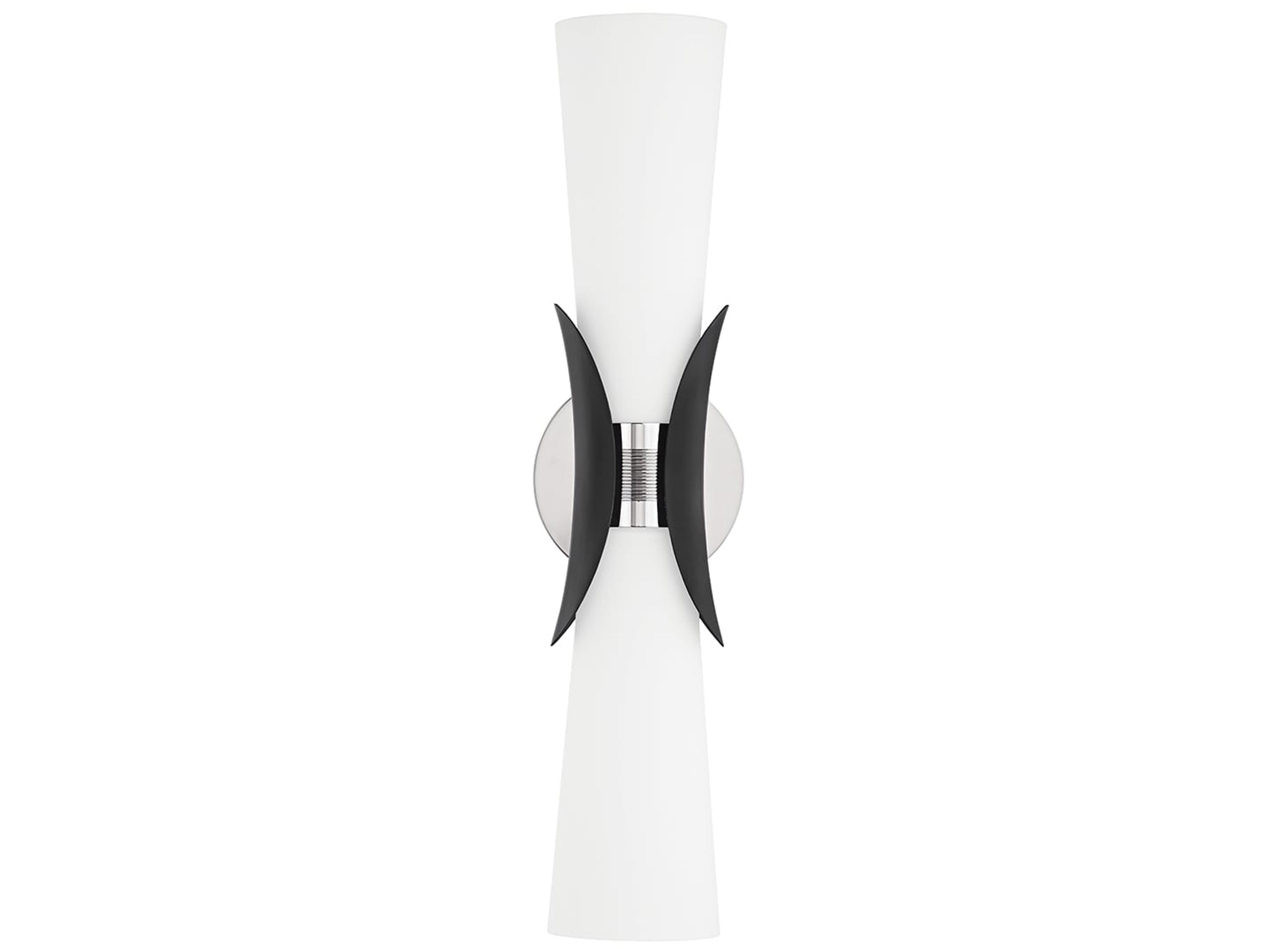 Troy Lighting Muncie 2-Light Silver Black Glass Wall Sconce