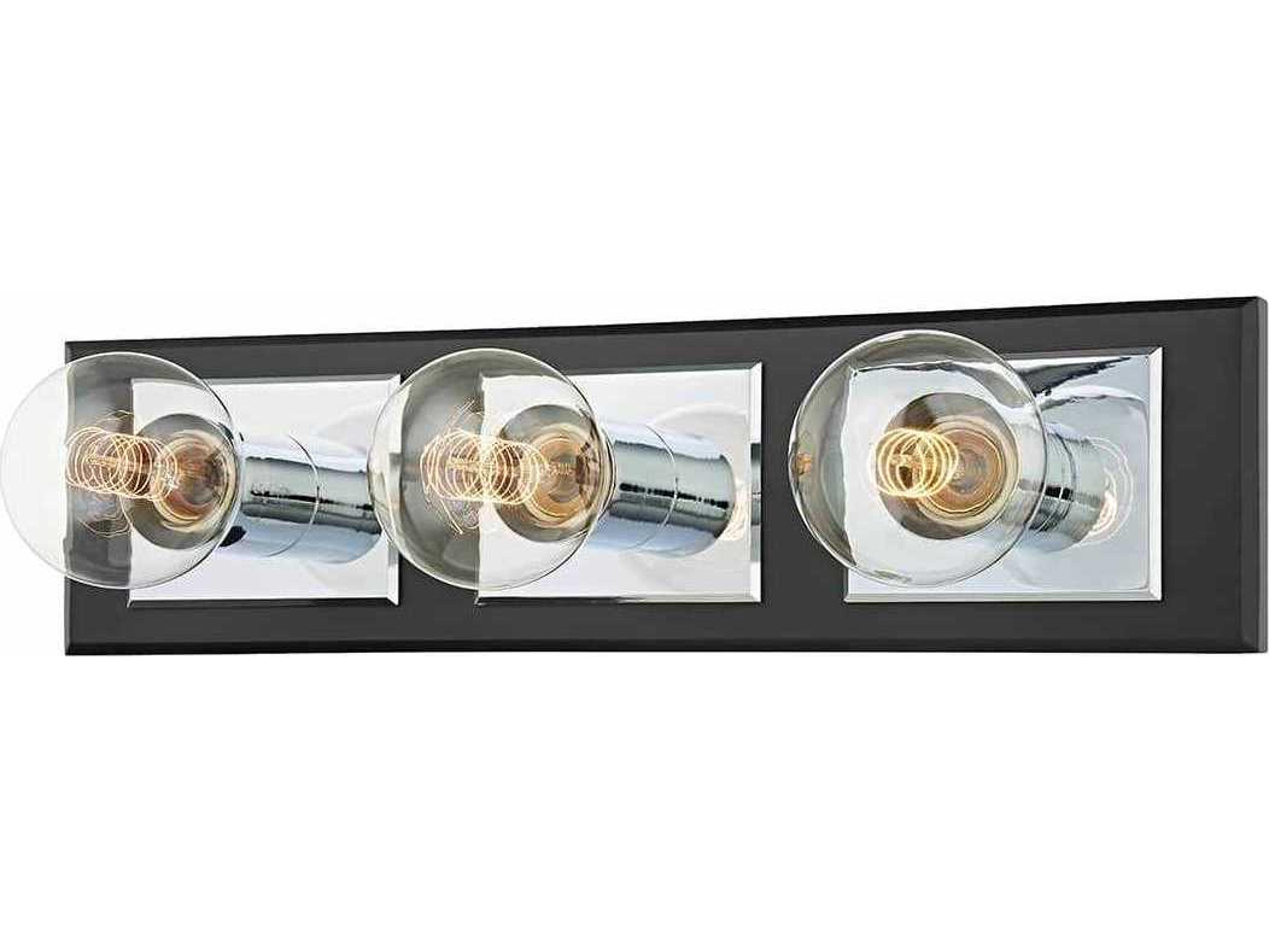 Troy Lighting Runyan 3-Light Silver Black Vanity Light