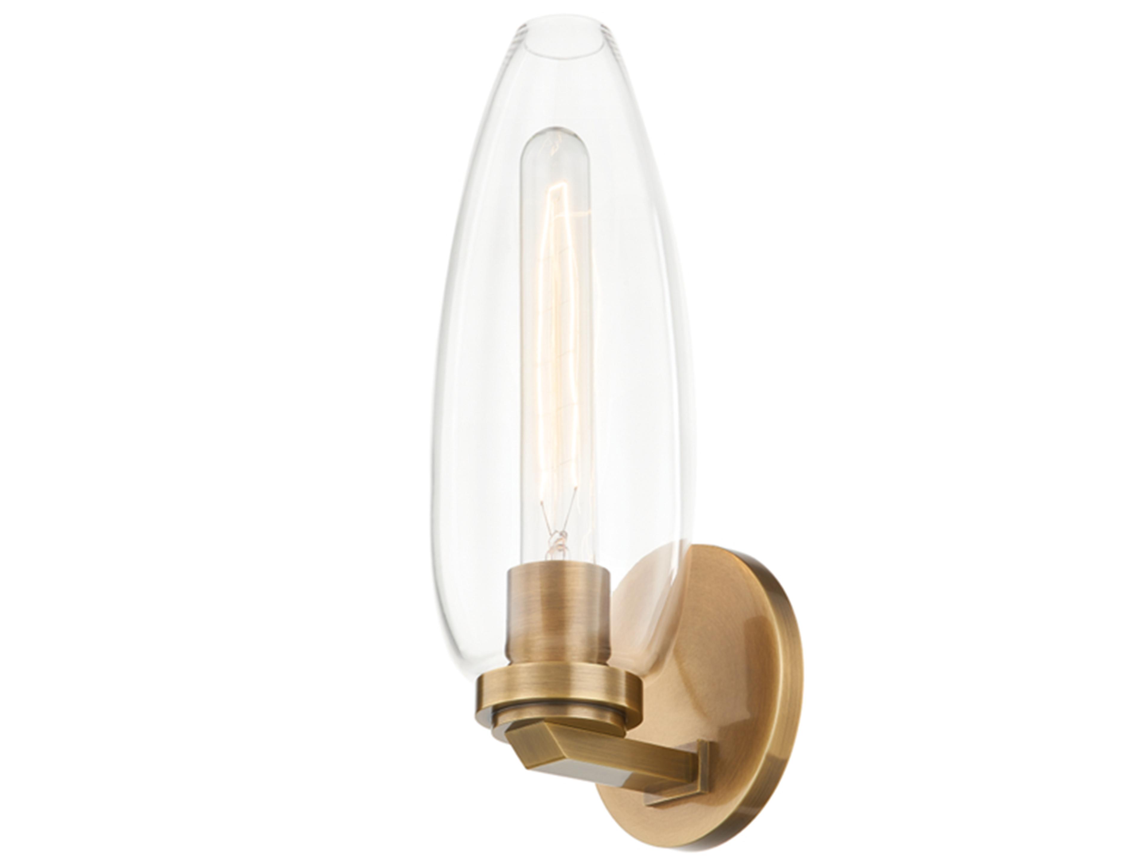 Troy Lighting Fresno 1-Light Patina Brass Glass Wall Sconce