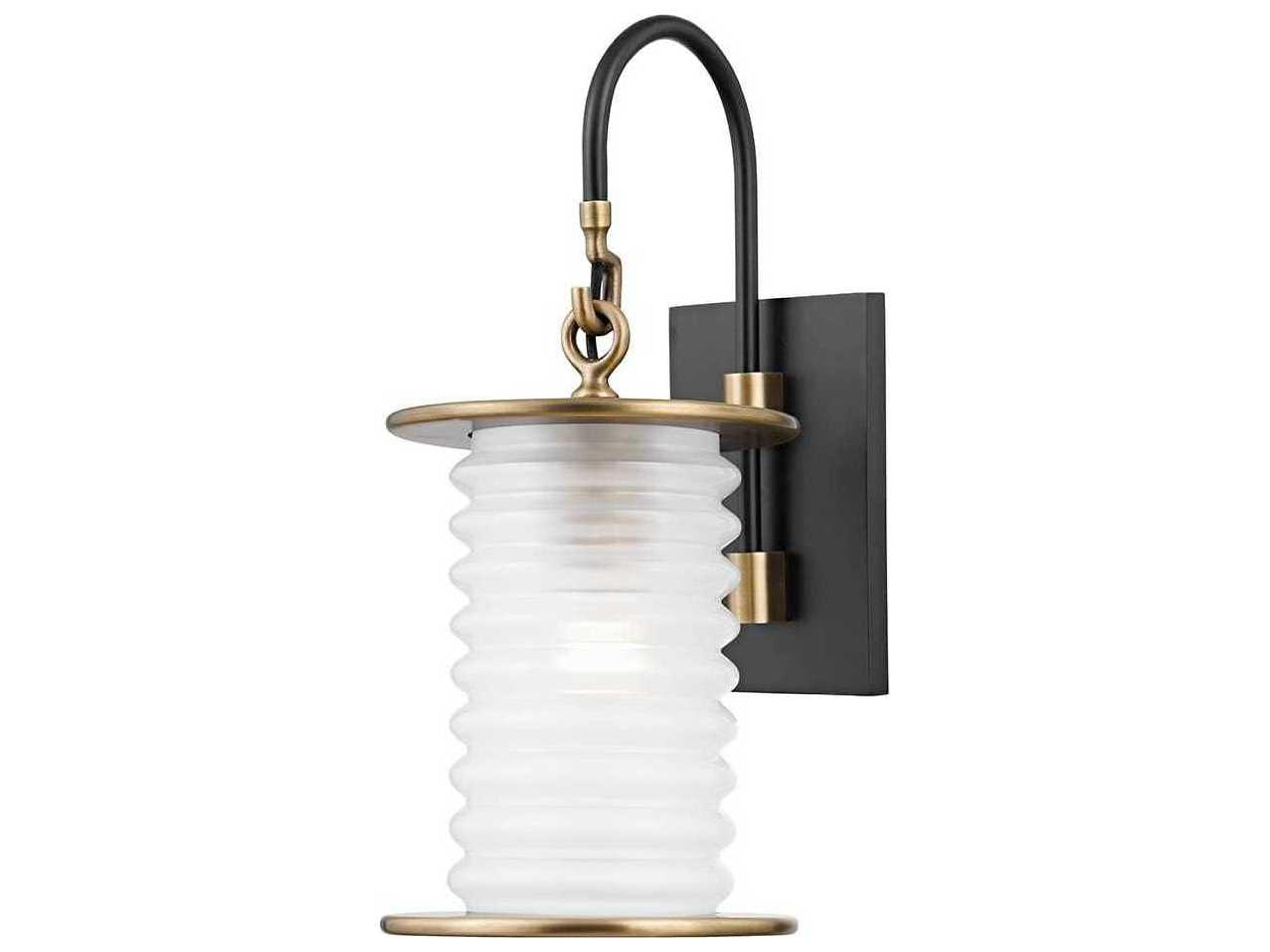 Troy Lighting Danvers 1-Light Brass Black Glass Wall Sconce