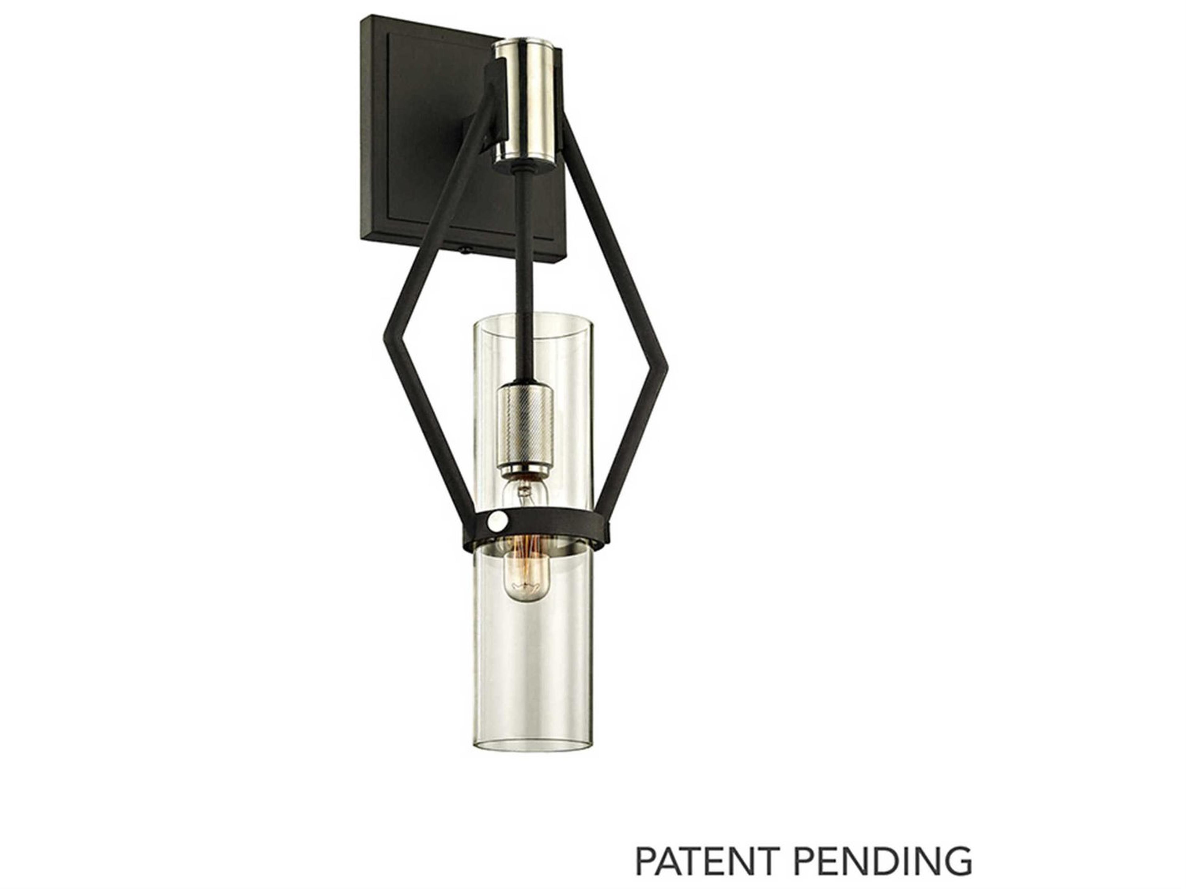 Troy Lighting Raef 1-Light Textured Black Glass Wall Sconce