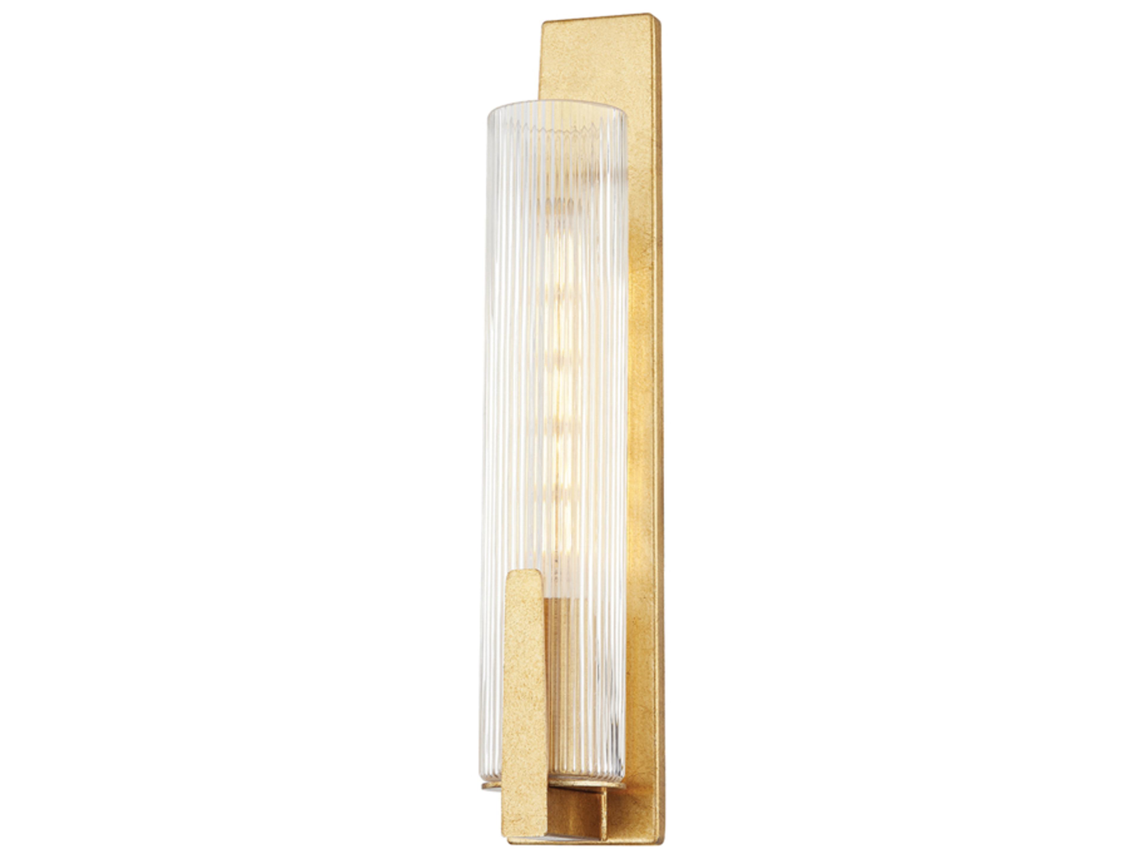 Malakai 1-Light Vintage Gold Leaf Glass Wall Sconce