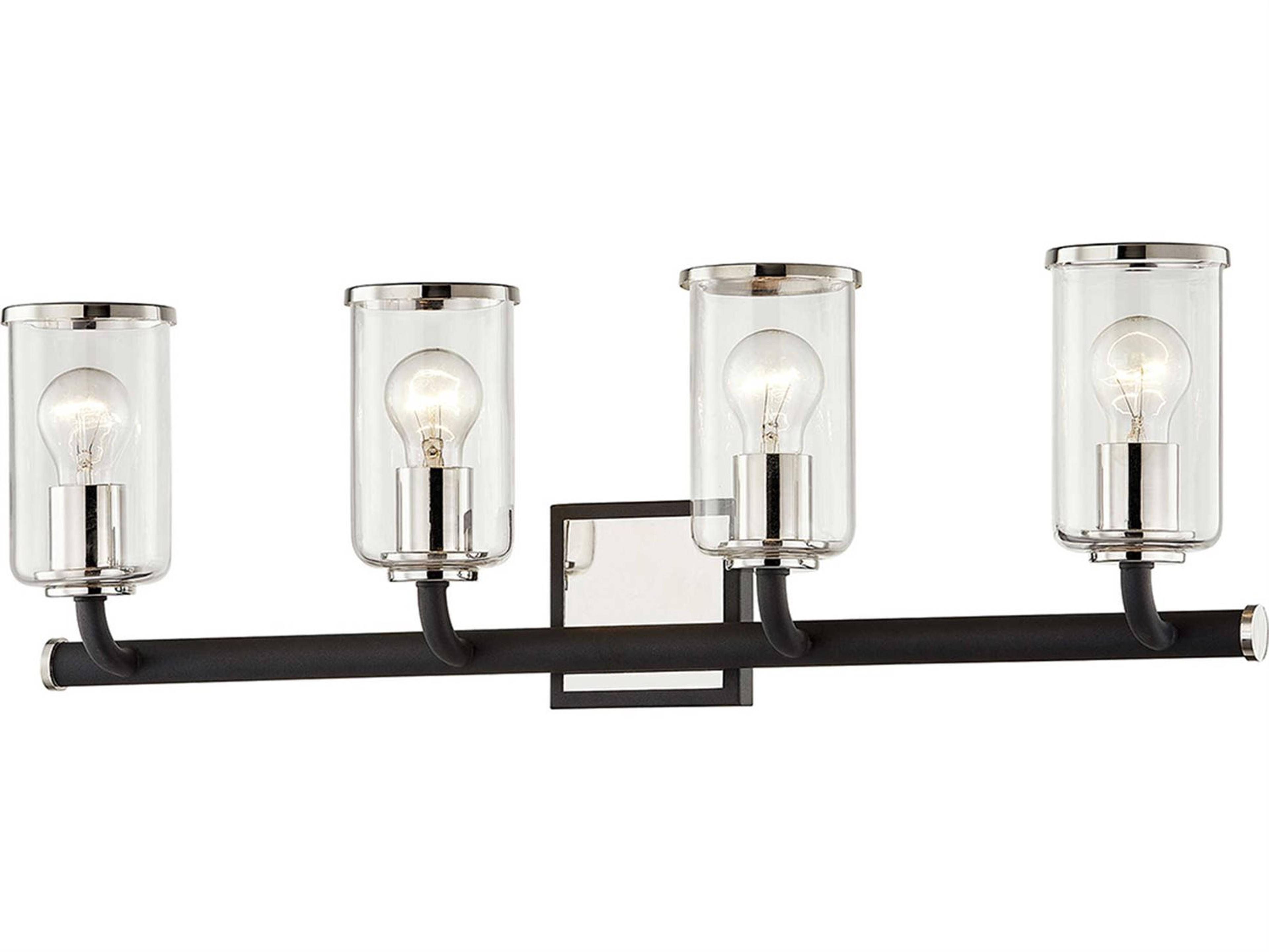 Troy Lighting Aeon 4-Light Carbide Black Polished Nickel Glass Vanity Light