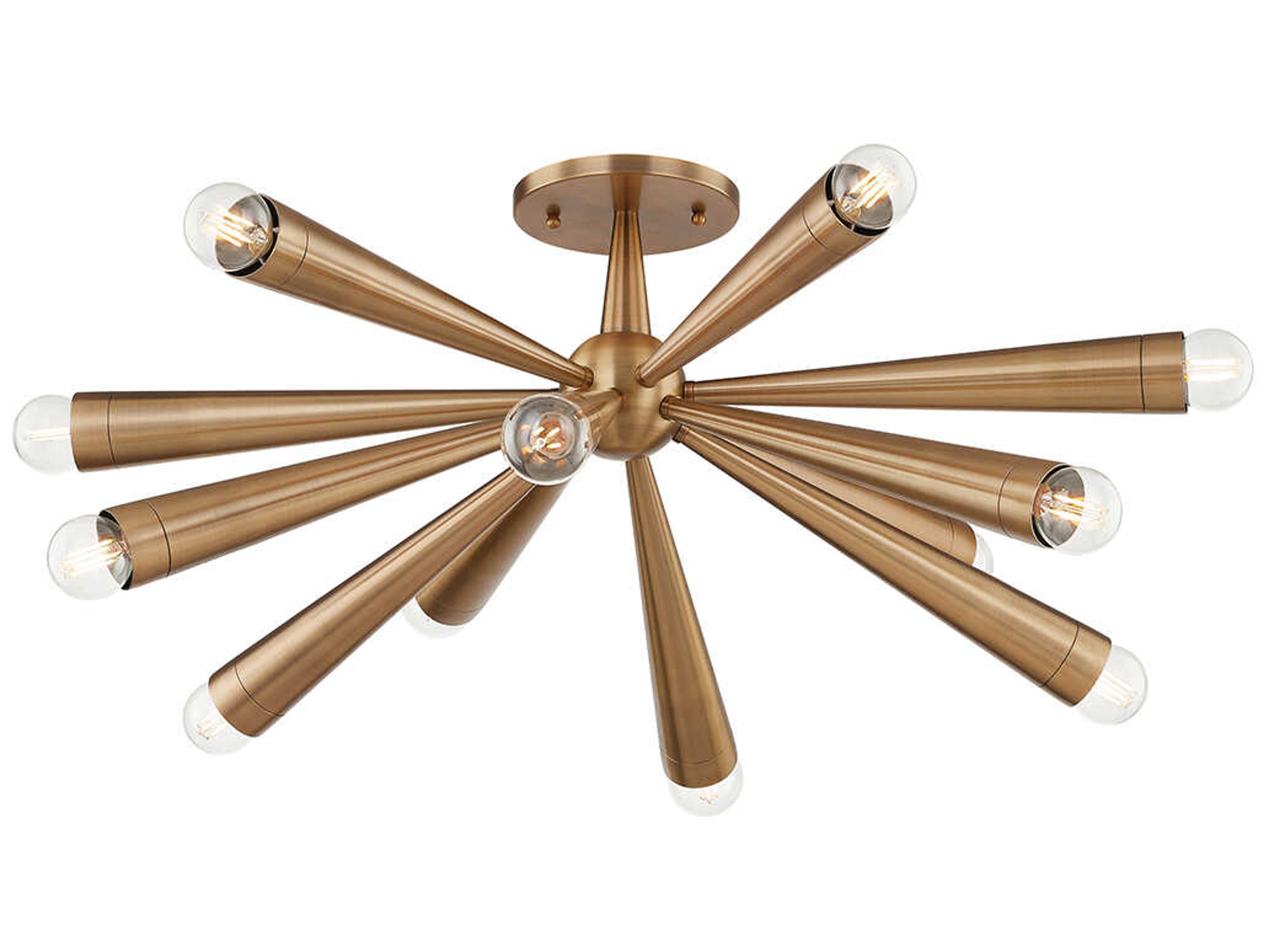 Troy Lighting Keanu 12-Light Patina Brass Sputnik Semi Flush Mount