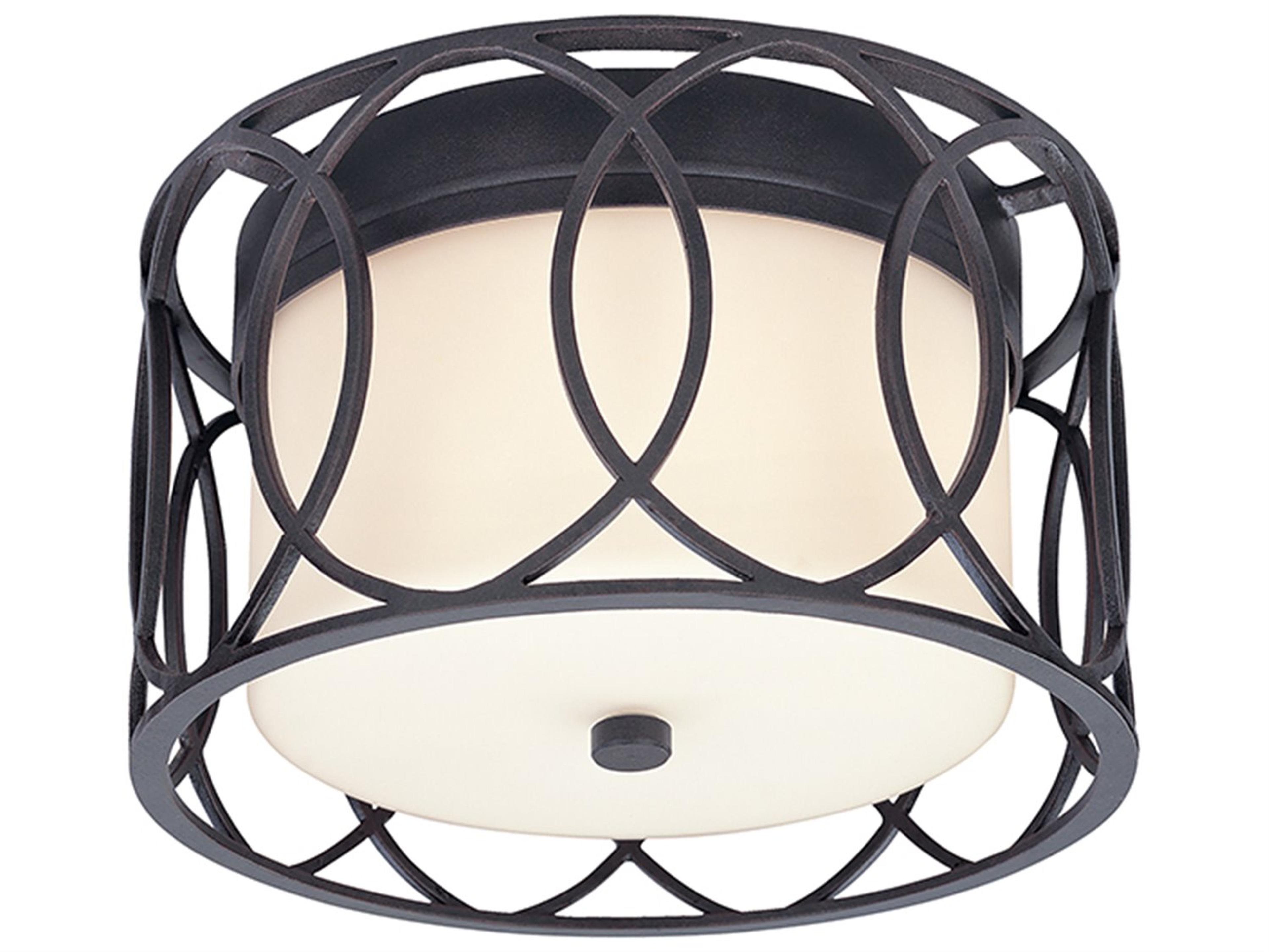 Troy Lighting Sausalito 2-Light Deep Bronze Glass Drum Flush Mount
