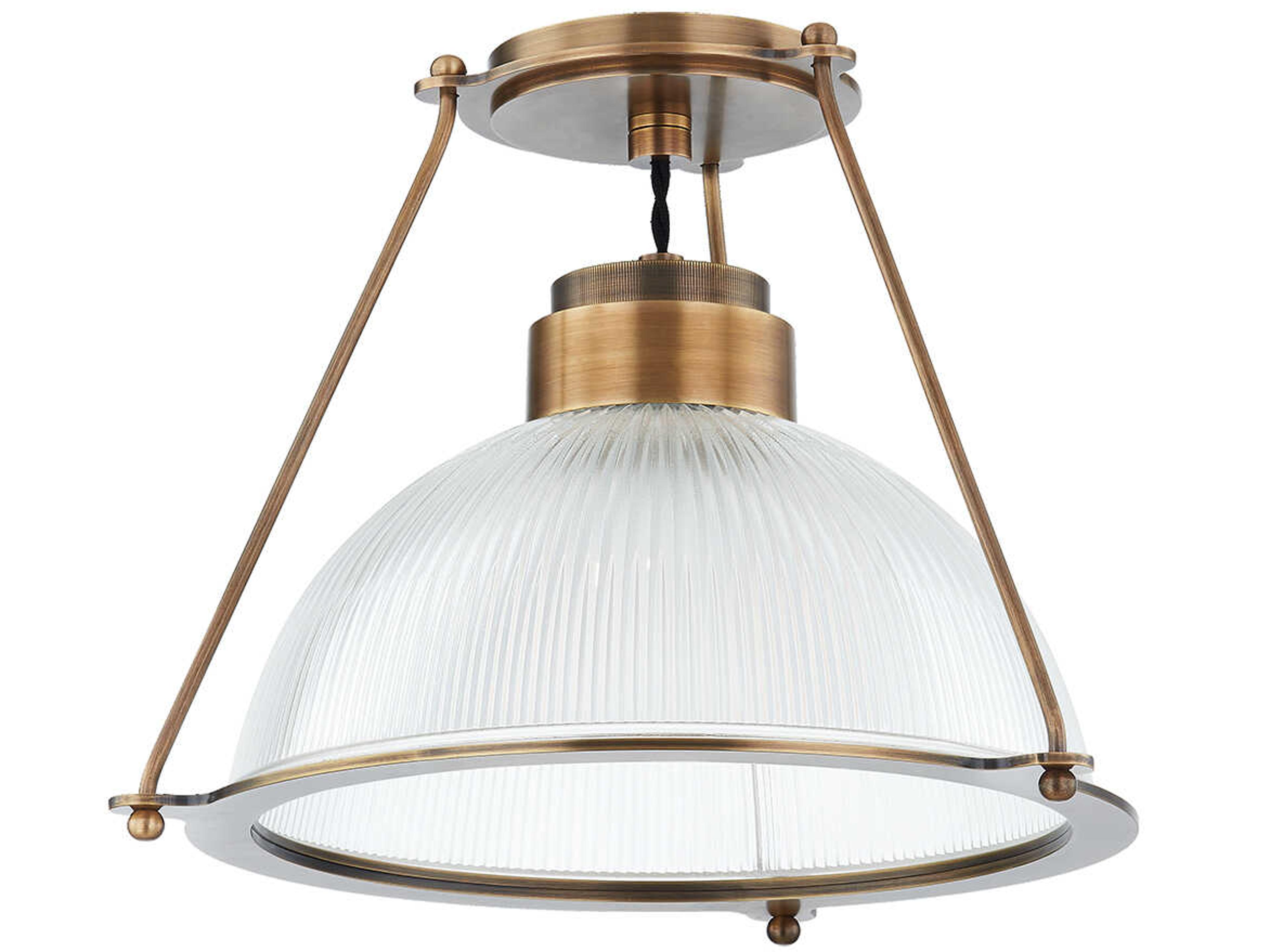 Troy Lighting Glint 1-Light Patina Brass Glass Dome Semi Flush Mount
