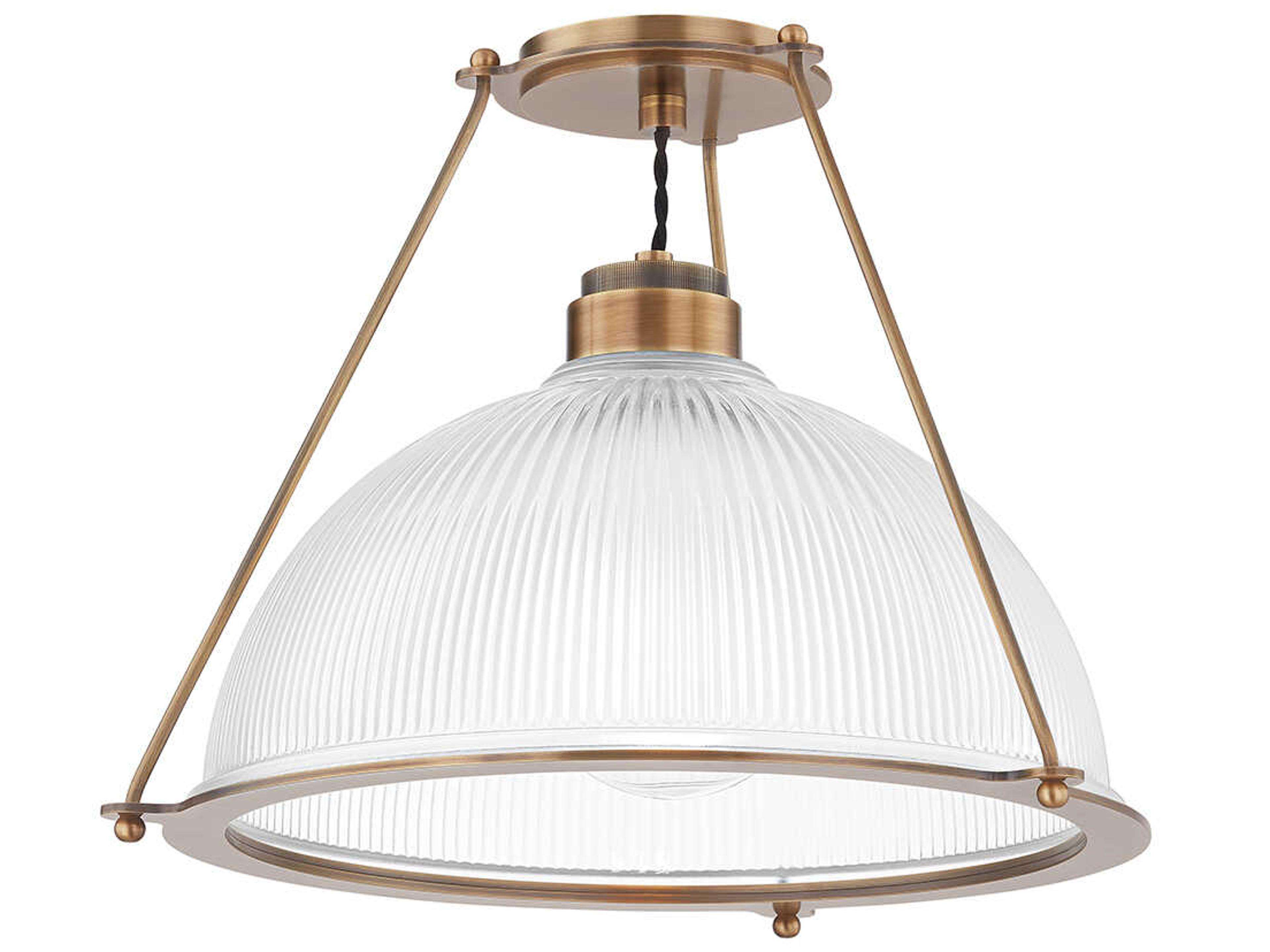Troy Lighting Glint 1-Light Patina Brass Glass Dome Semi Flush Mount