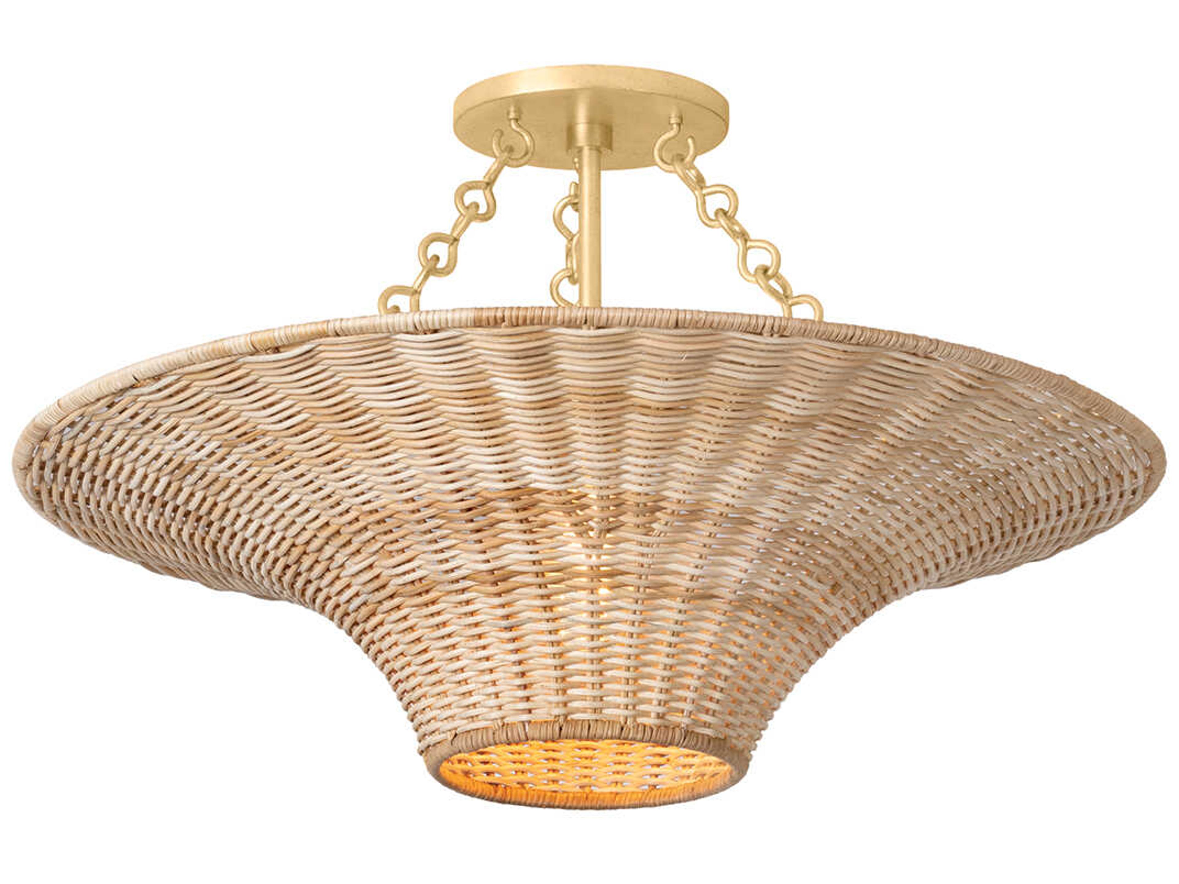 Troy Lighting Ketan 1-Light Vintage Gold Leaf Bowl Semi Flush Mount