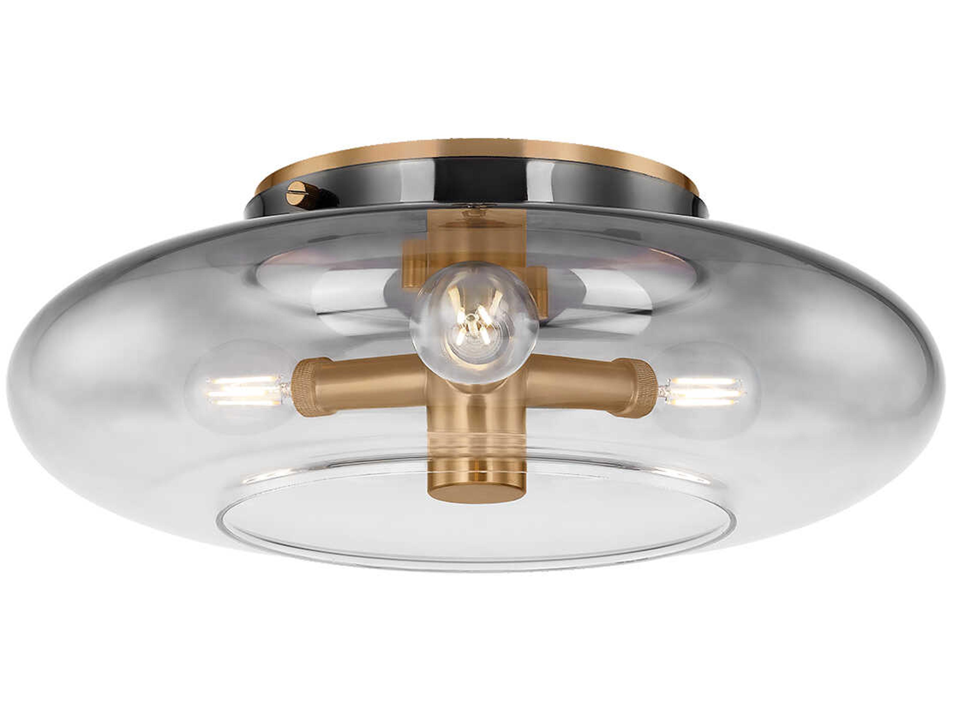 Troy Lighting Gunner 3-Light Patina Brass Round Flush Mount