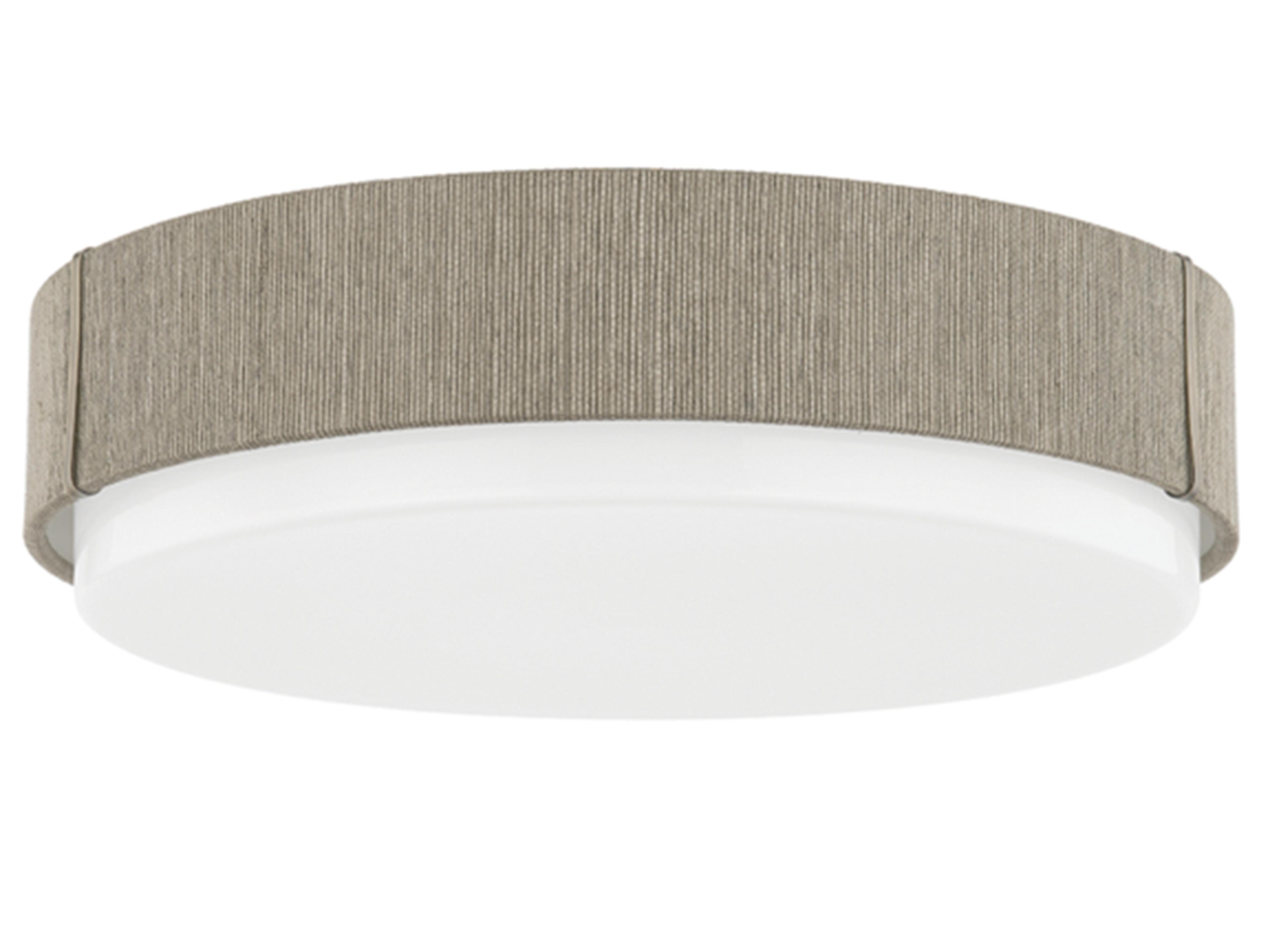 Troy Lighting Zane 1-Light Patina Brass Gray Glass LED Round Flush Mount