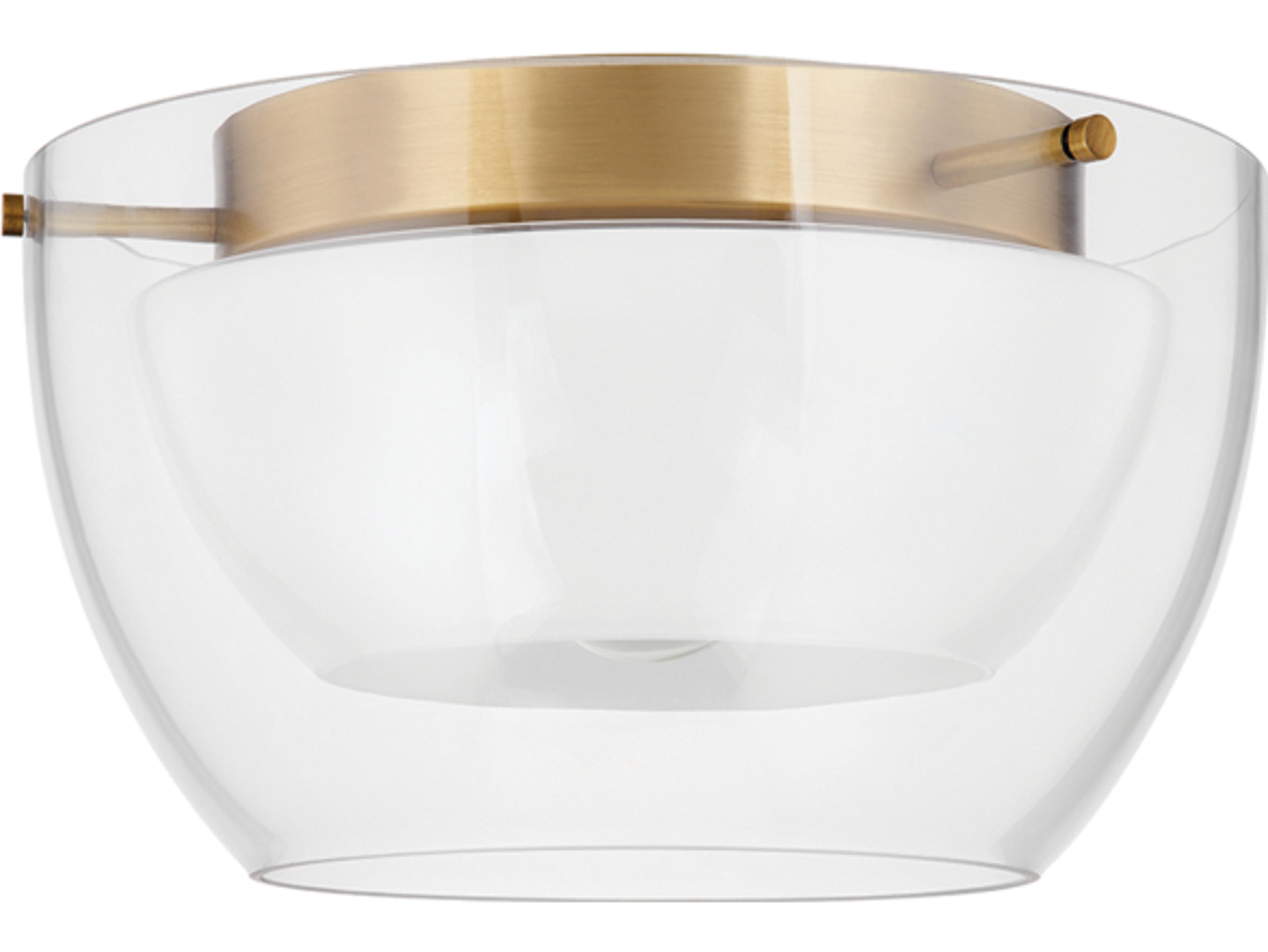 Troy Lighting Dutton 1-Light Patina Brass Glass Flush Mount