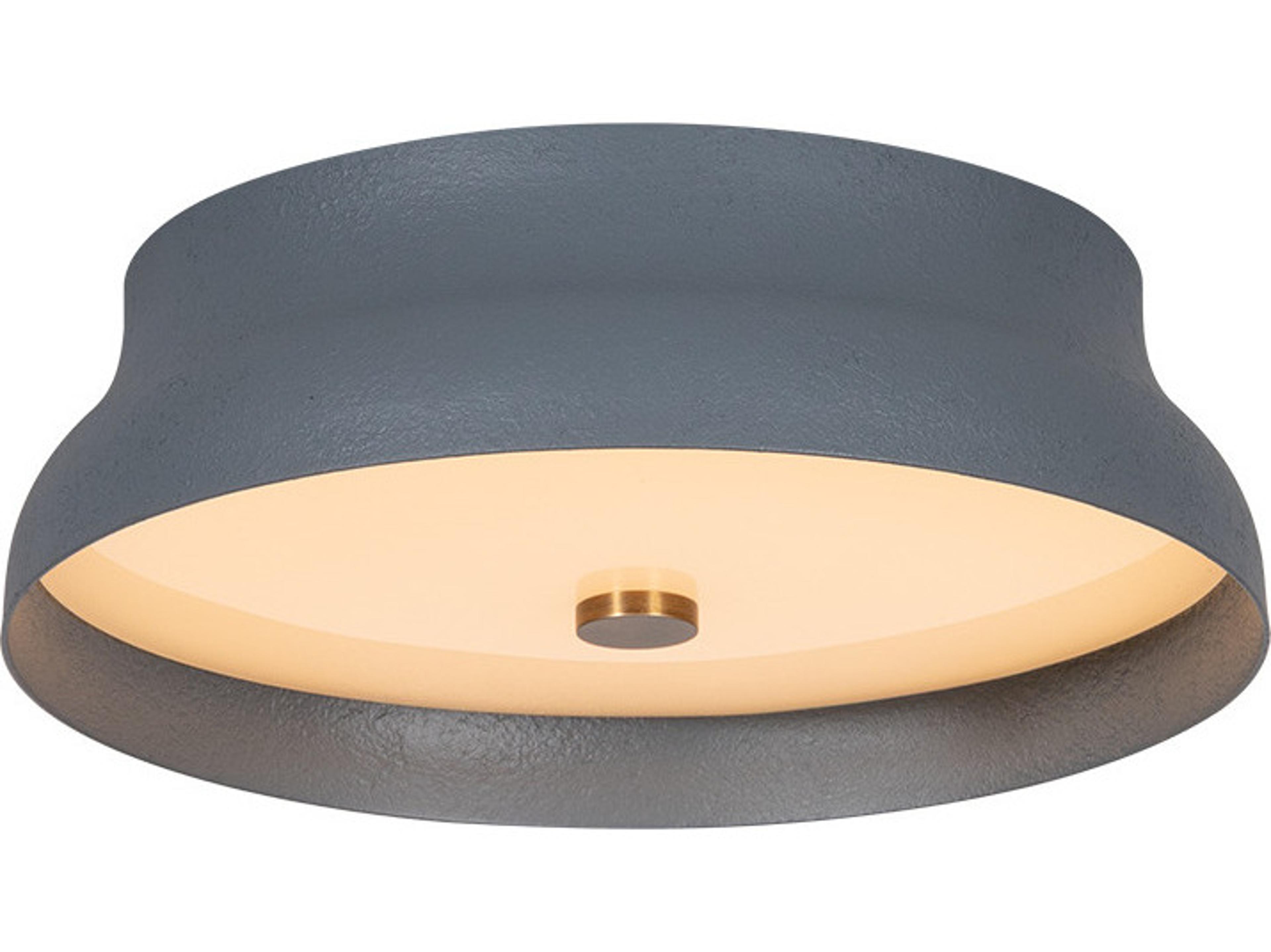 Troy Lighting Shore 1-Light Patina Brass Slate Gesso Blue Round Flush Mount