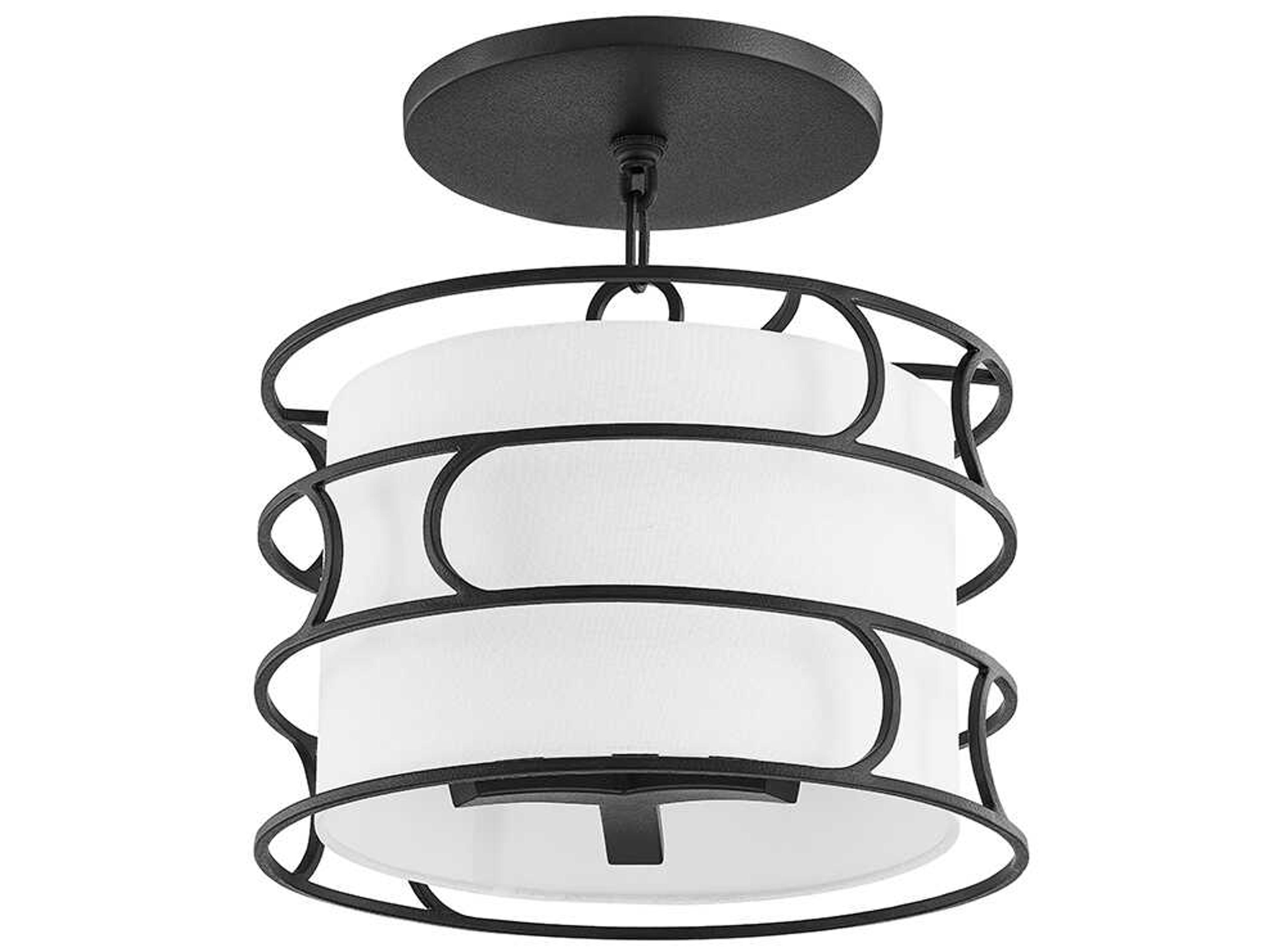 Troy Lighting Reedley 3-Light Forged Iron Black Drum Semi Flush Mount