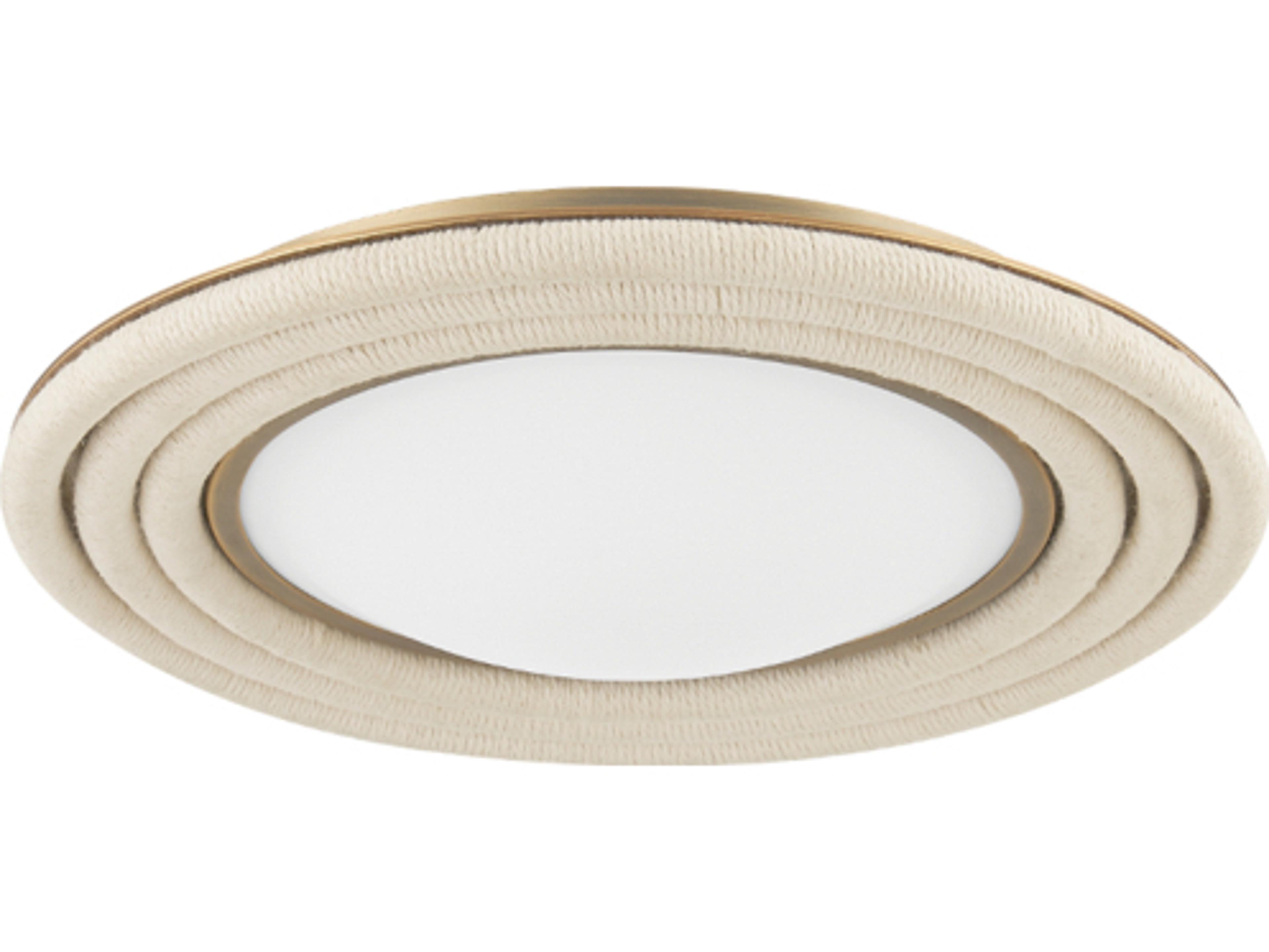 Troy Lighting Zion 1-Light Patina Brass White Glass LED Round Flush Mount