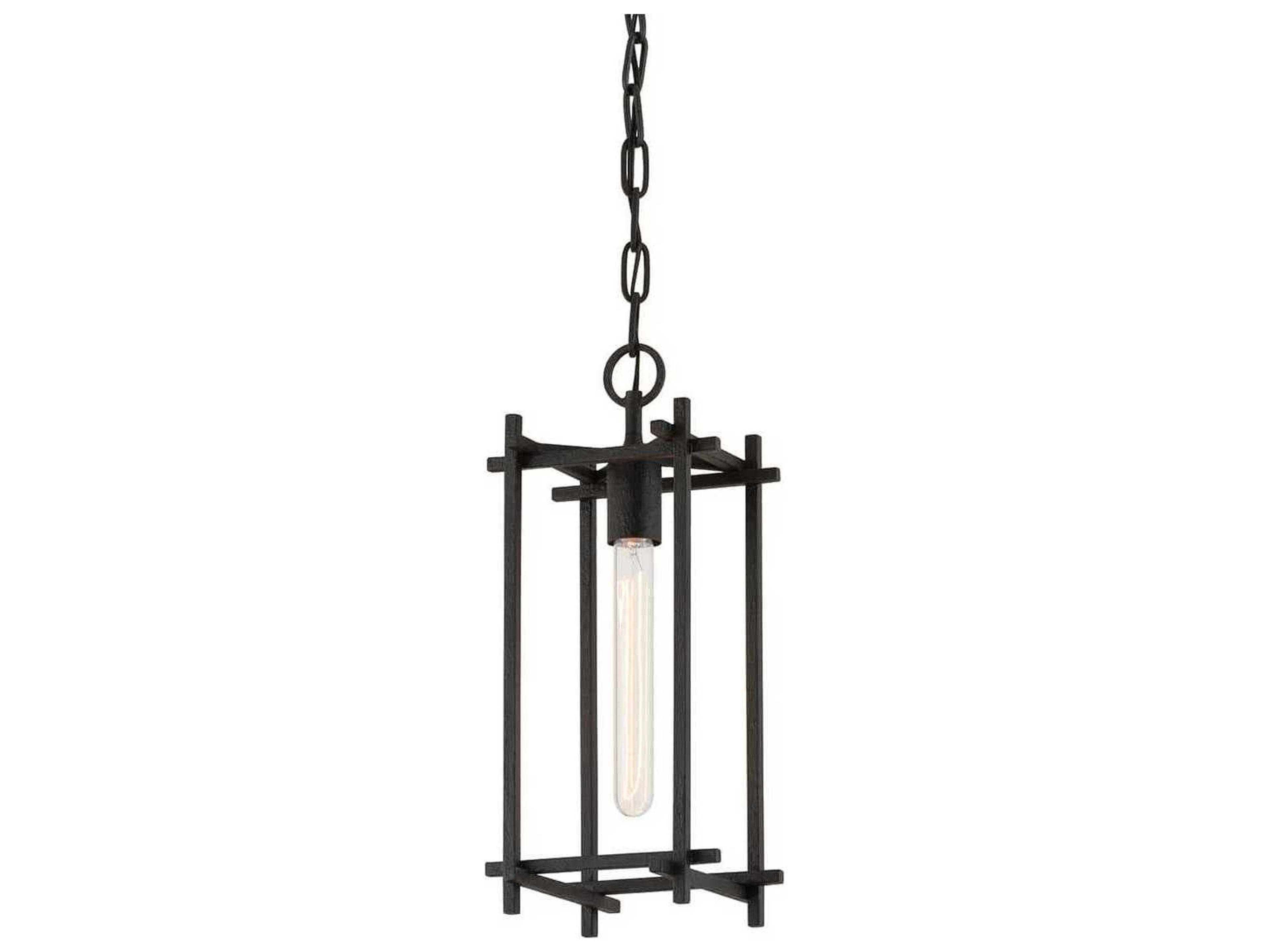 Troy Lighting Huck 1-Light Black Geometric Lantern Mini Pendant