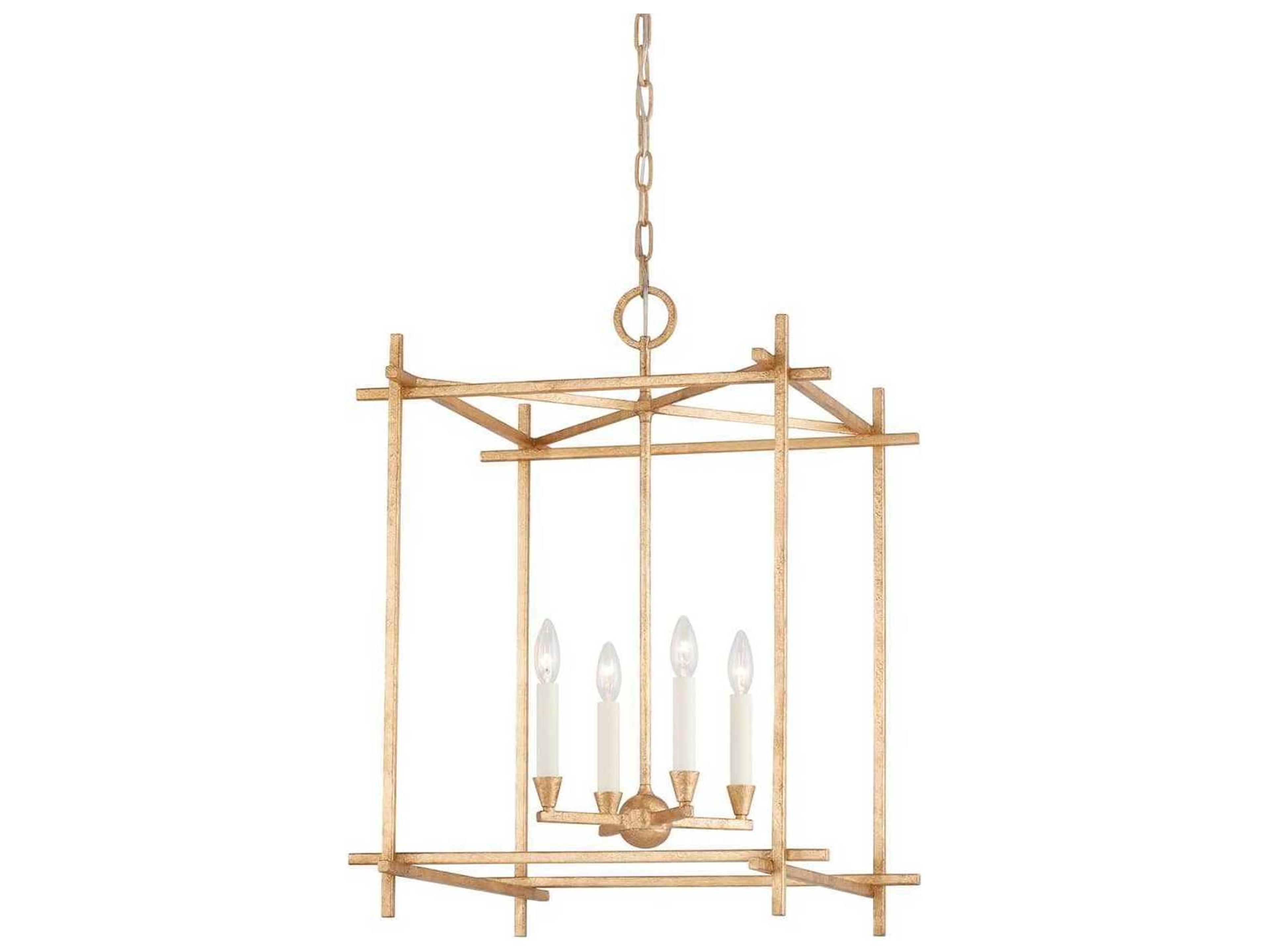 Troy Lighting Huck 4-Light Gold Candelabra Geometric Lantern Chandelier