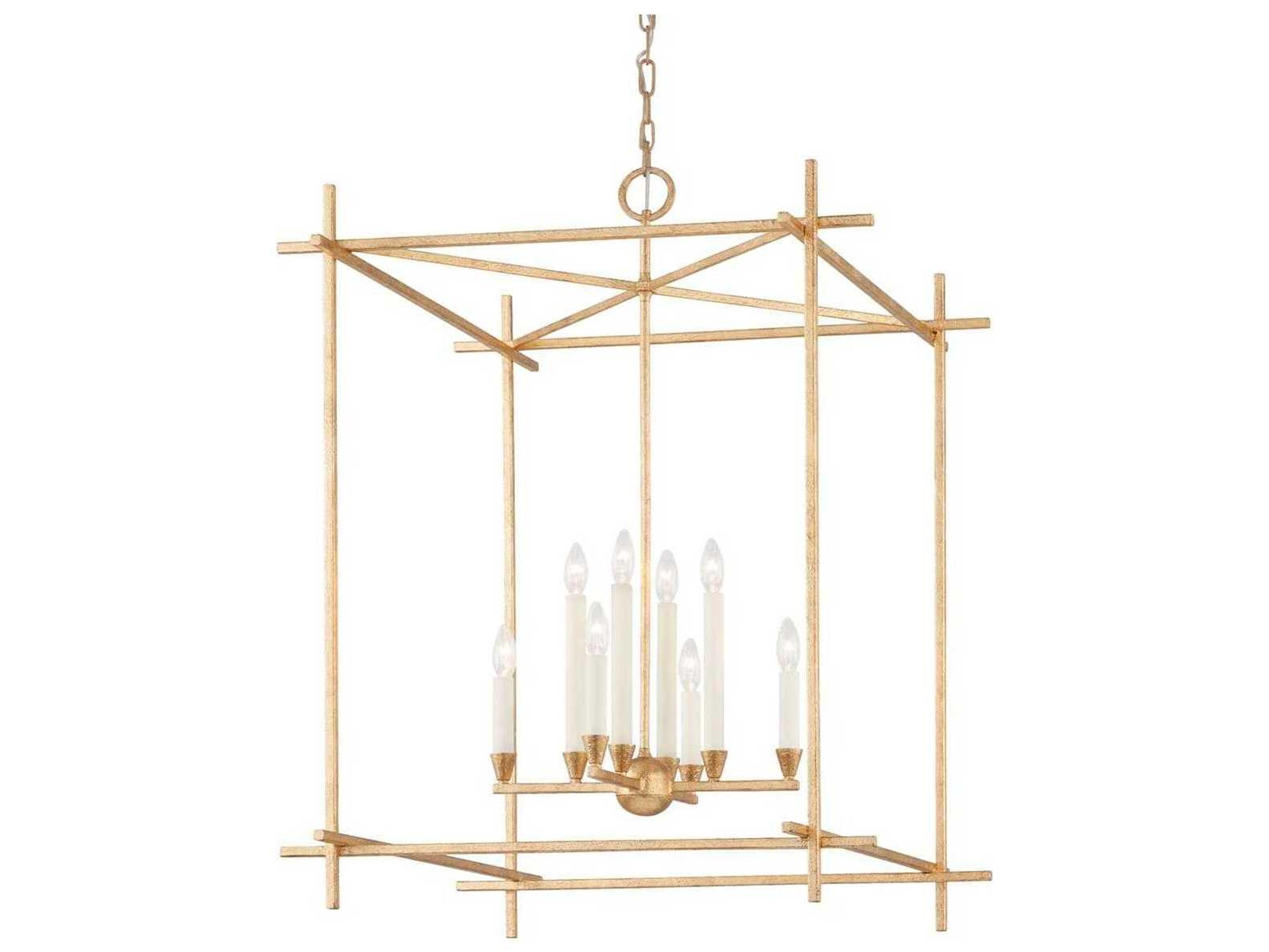 Troy Lighting Huck 8-Light Gold Candelabra Geometric Lantern Chandelier